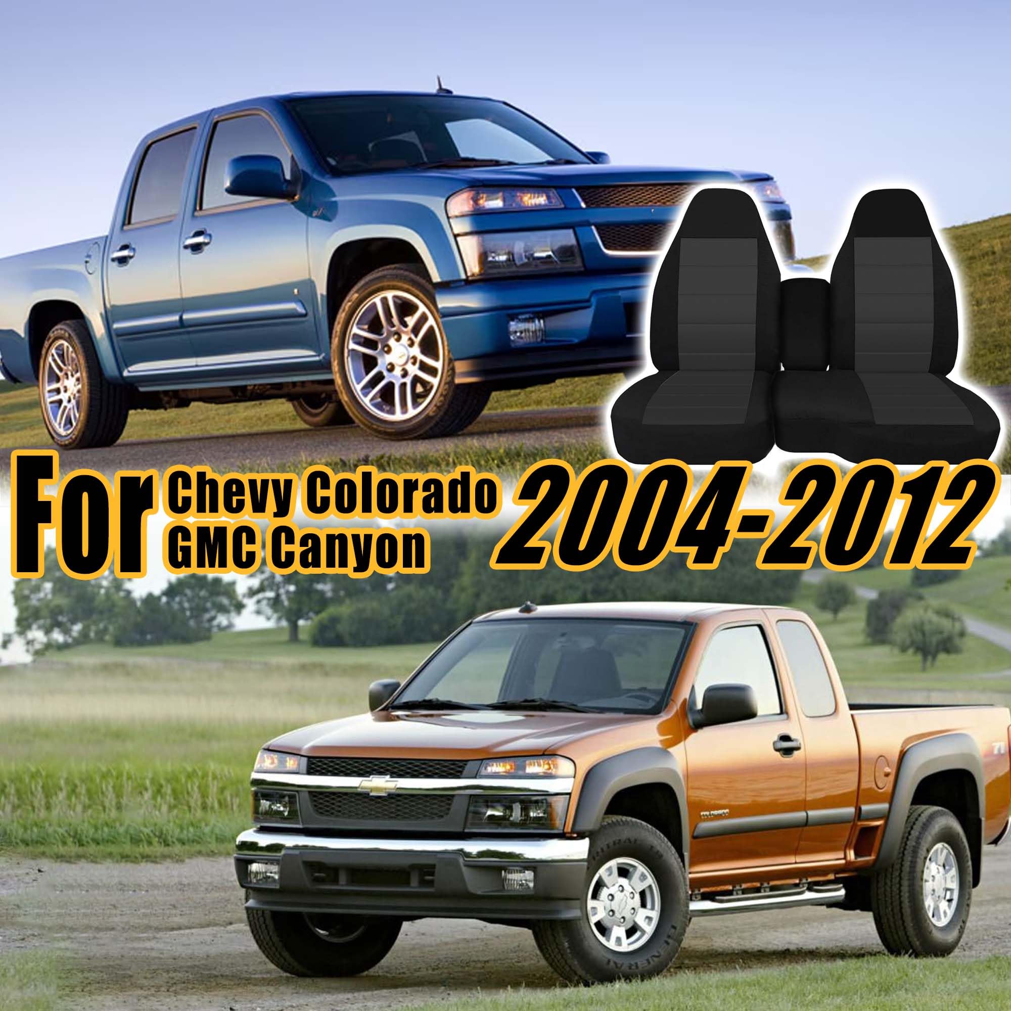 FIOQE Front 60/40 Split Bench Seat Covers with Console Armrest Truck Seat Cover, Compatible with Chevy Colorado/GMC Canyon 2004