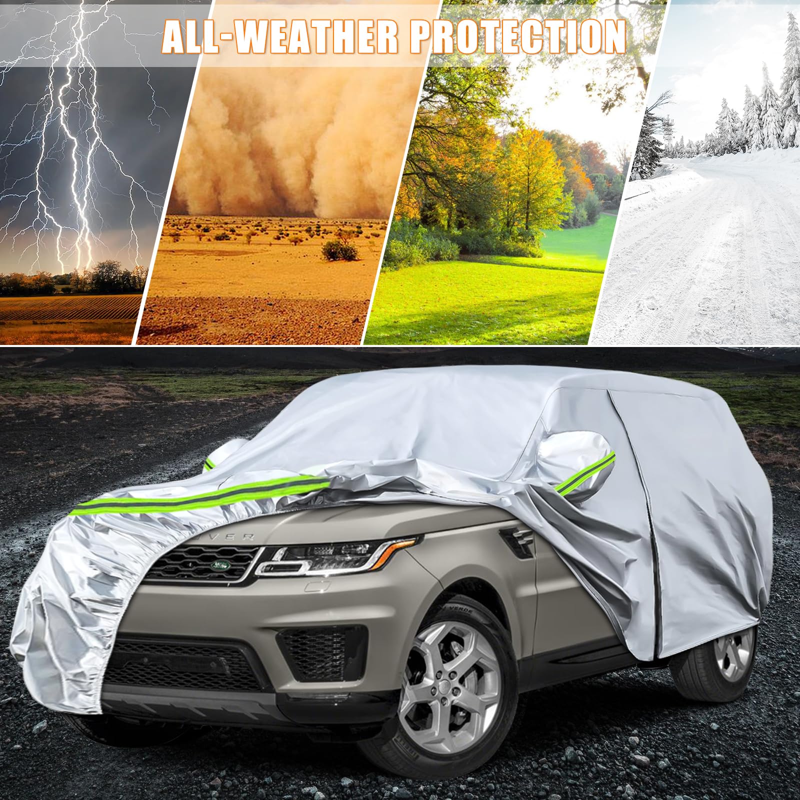 Waterproof Car Covers Replace For 2013-2025 Land Rover Range Rover Sport, 6 Layers Silver All Weather Car Cover With Zipper Door