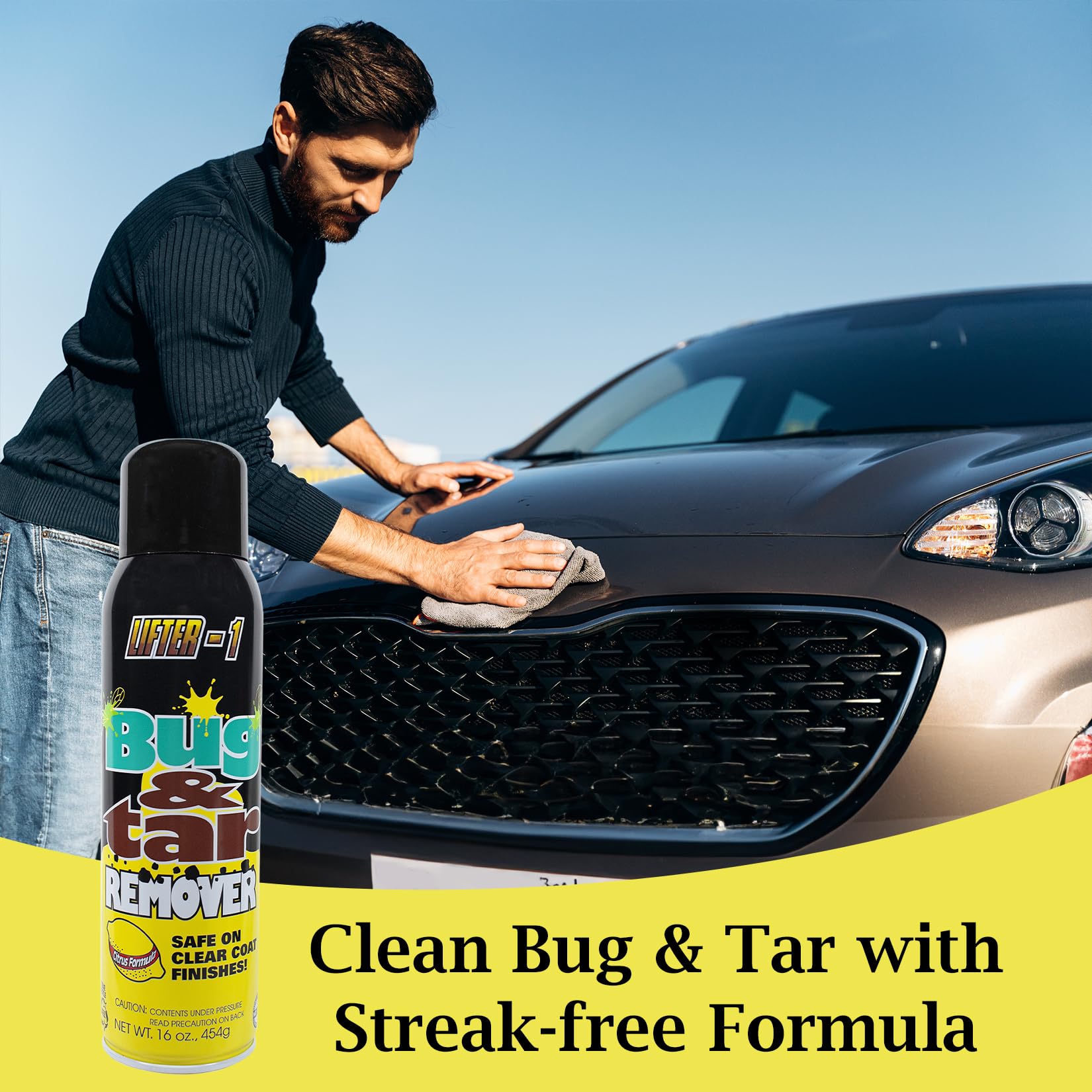 Lifter-1 Bug And Tar Remover For Cars, Trucks, Rvs, And Suvs, Fresh Citrus Spray For Stuck On Grime, Clean Auto Detailing Access