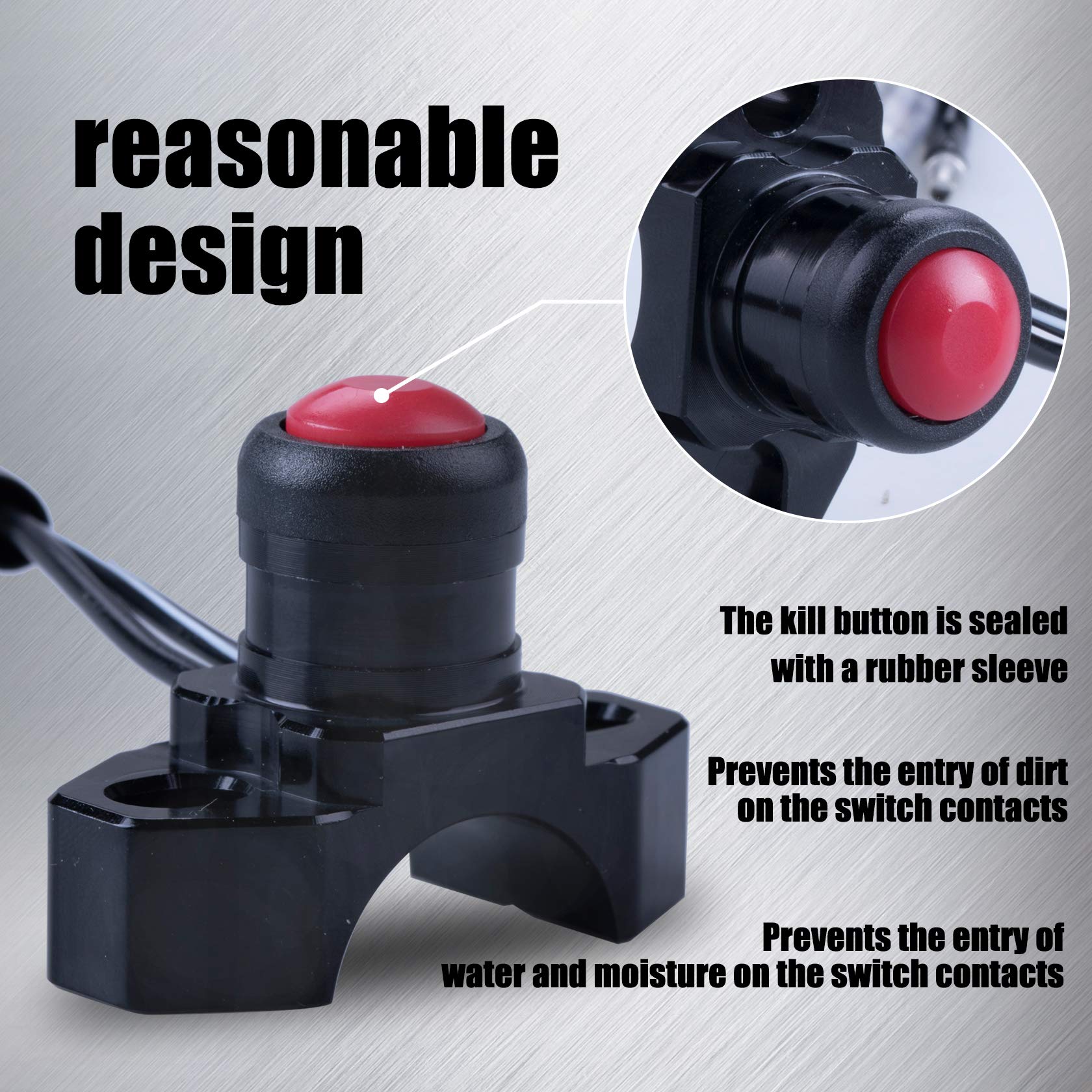 Oraevy Cnc Universal Motorcycle Engine Stop Start Kill Switch Button With Mounting Backplate For Atv,Dirt Pit Bike,Scooter,Quad