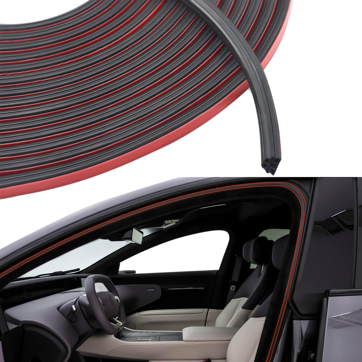 32.8Ft Car Door Rubber Seal Strip With Upgrade 3 Layer Sound-Proofing Structure,Automotive Weather Stripping Car Door Seal,Unive