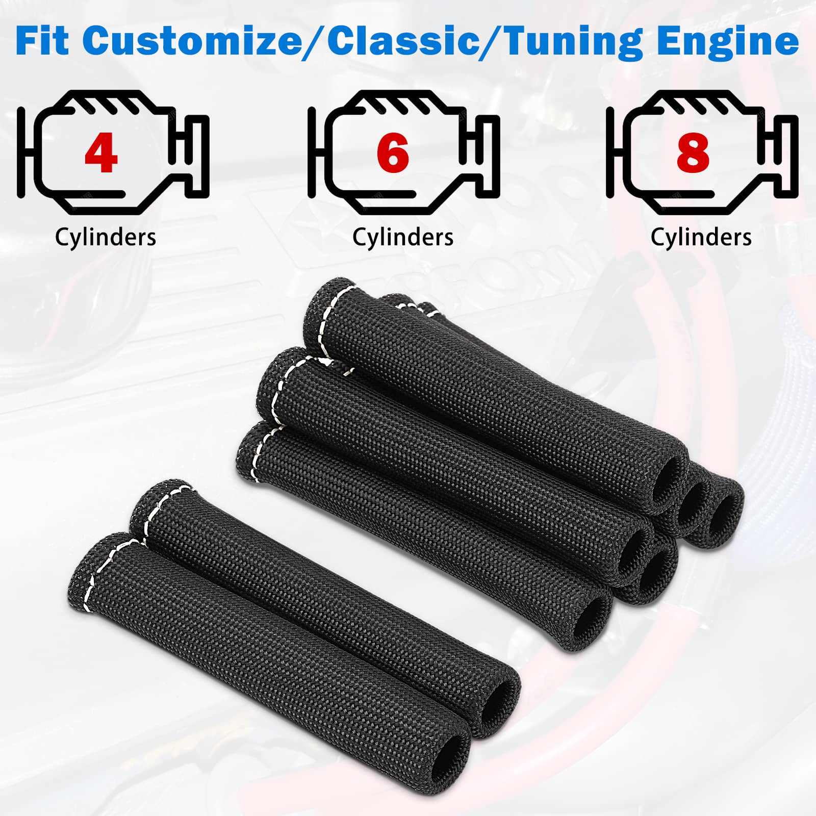 12Pc Engine Spark Plug Wire Separator Divider & 8Pc Spark Plug Wire Boots Protector Heat Sheild Sleeve 8Mm 9Mm 10Mm Spark Plug W