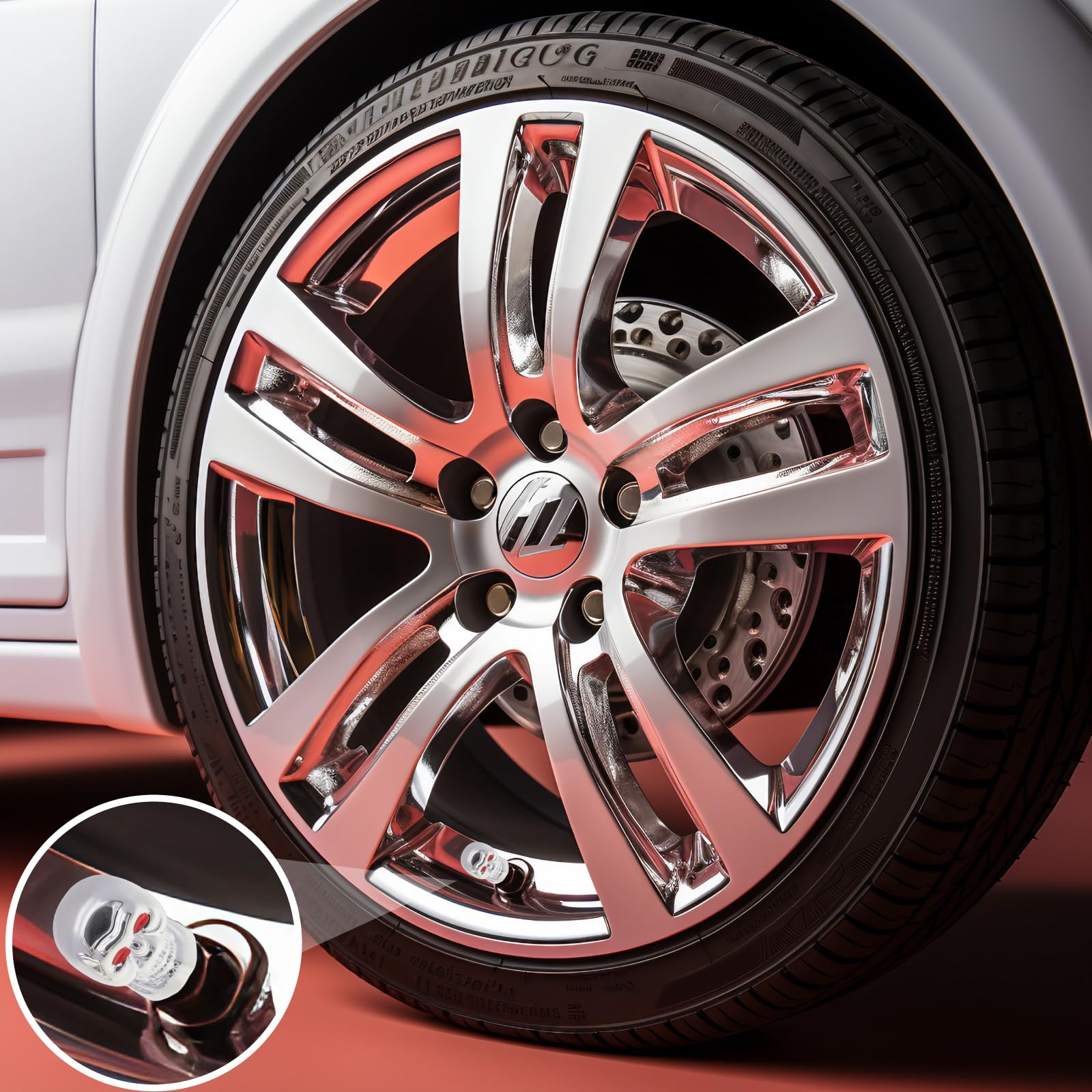 Meajoo 4Pcs Skull Style Tire Valve Stem Caps, With O Rubber Ring, Universal Copper Core Tire Valve Stem Covers For Cars, Suv, Tr