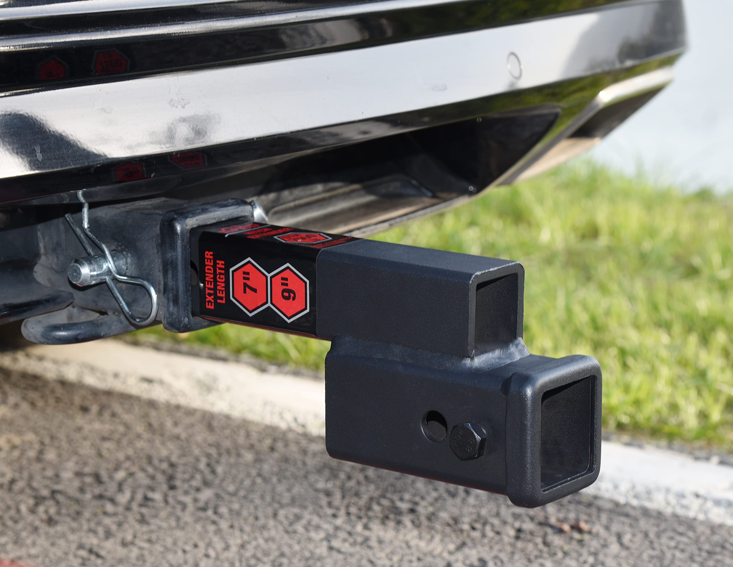 Toptow Trailer Receiver Hitch Extender Adapter 2'' Drop/Riser, 7'' And 9'' Extension Length, 2'' Shank, 7500Lbs Towing Capacity,