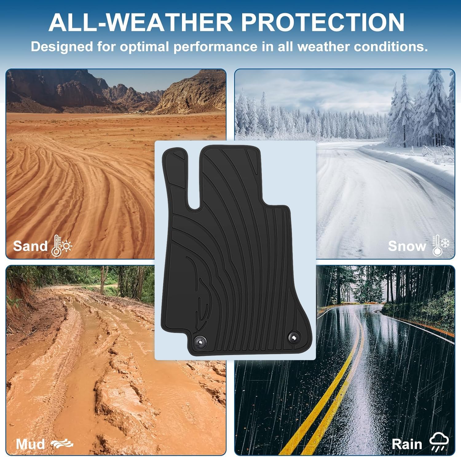 Hd-Mart Floor Mats Custom Fit Mercedes Benz-C Class Sedan Only 2021 2022 2023 2024 2025 W206 S206 Rubber Full Black Car Liners A