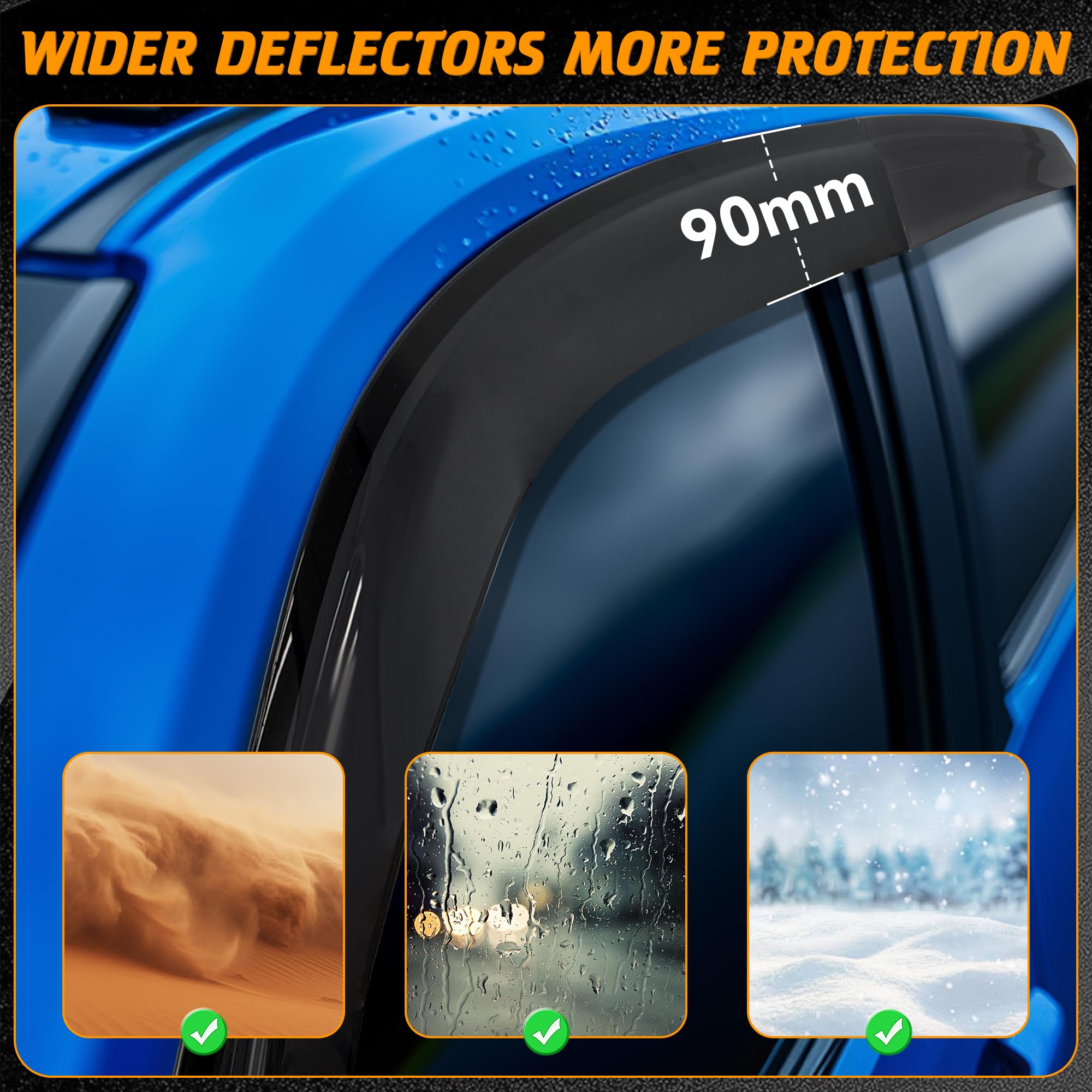 Visors Rain Guards Window Wind Deflector Fit for Toyota Tacoma 2024 2025 SR SR5 TRD Sport Off-Road Limited Trailhunter Double Ca