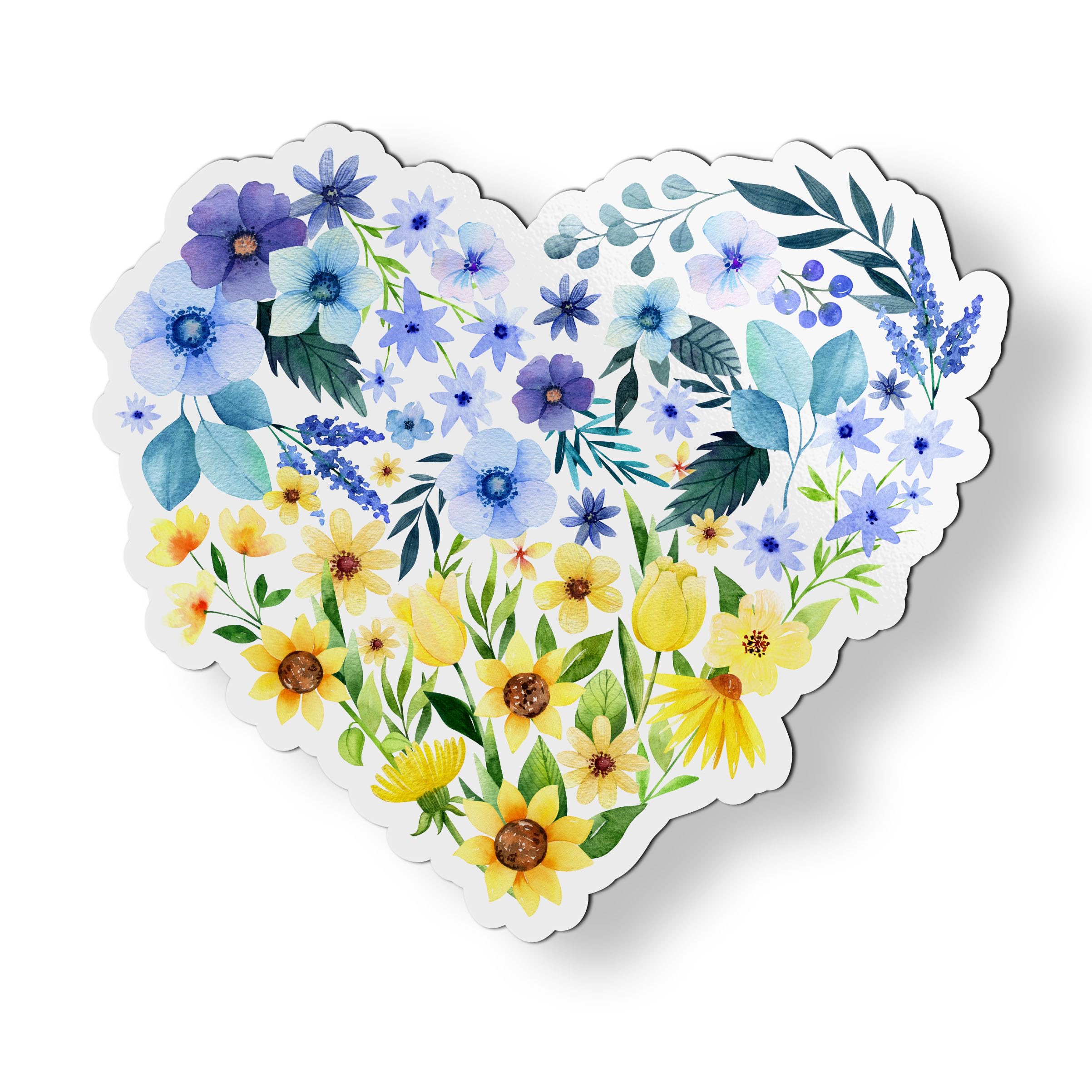 Yellow and Blue Flowers Heart Ukraine Ukrainian Flag Magnet - Car Fridge Locker - 3
