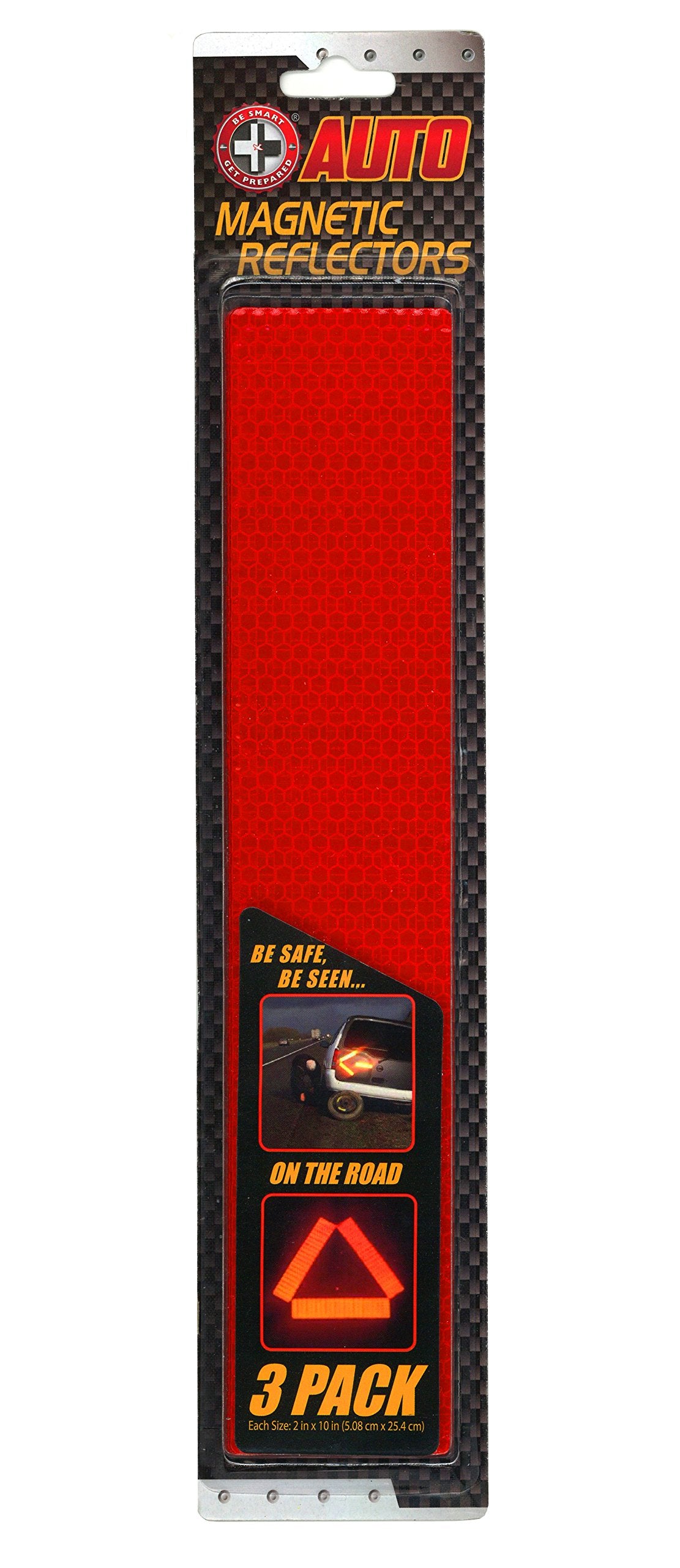 Be Smart Get Prepared Magnetic Reflector 3-Pack, Metal, Red and Black, Model 21AUT24005RED