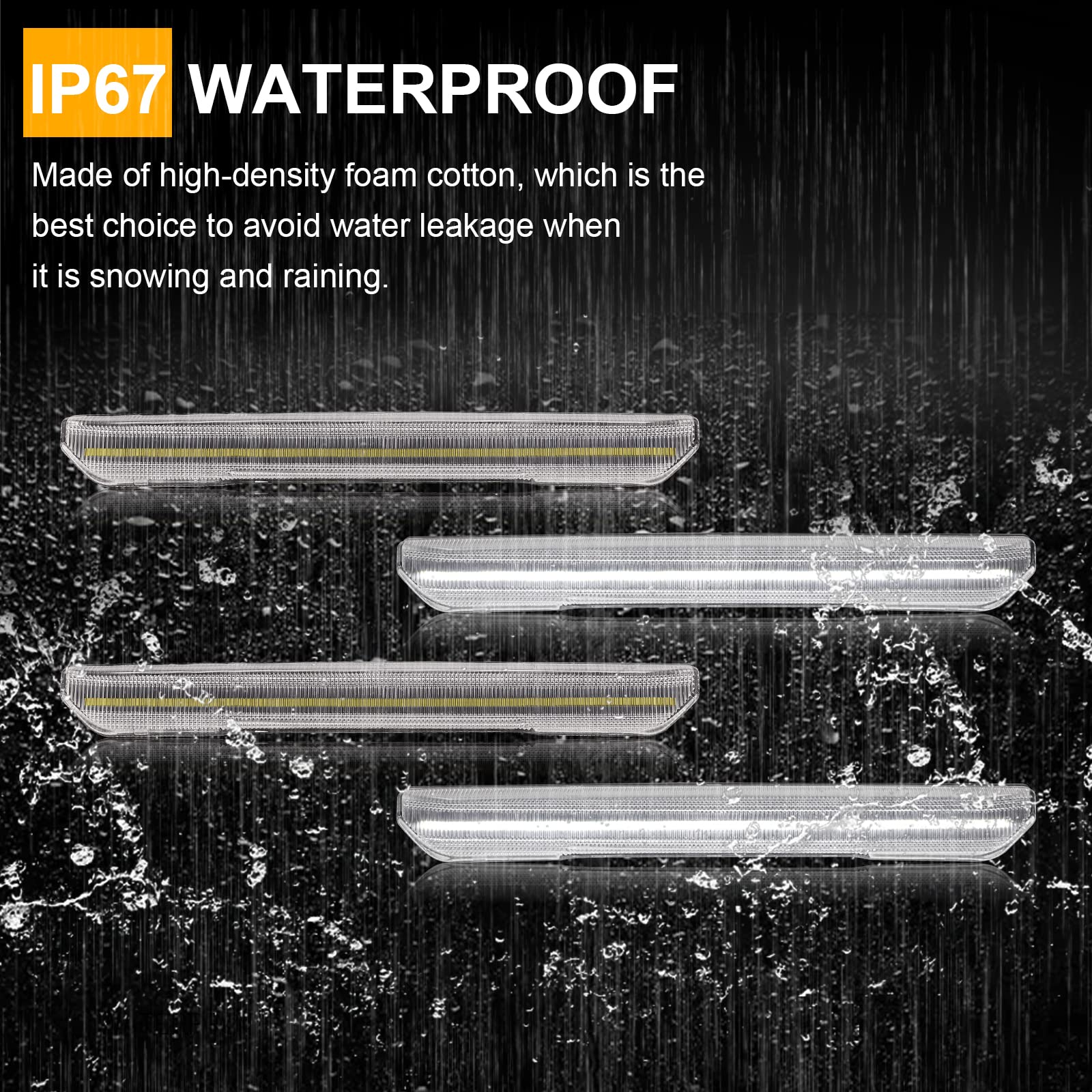 Mynoway White Led Side Marker Lamp Replacement For Sierra 2500Hd 3500Hd 2020-2024, 4Pcs Clear Lens Fender Marker Parking Lights