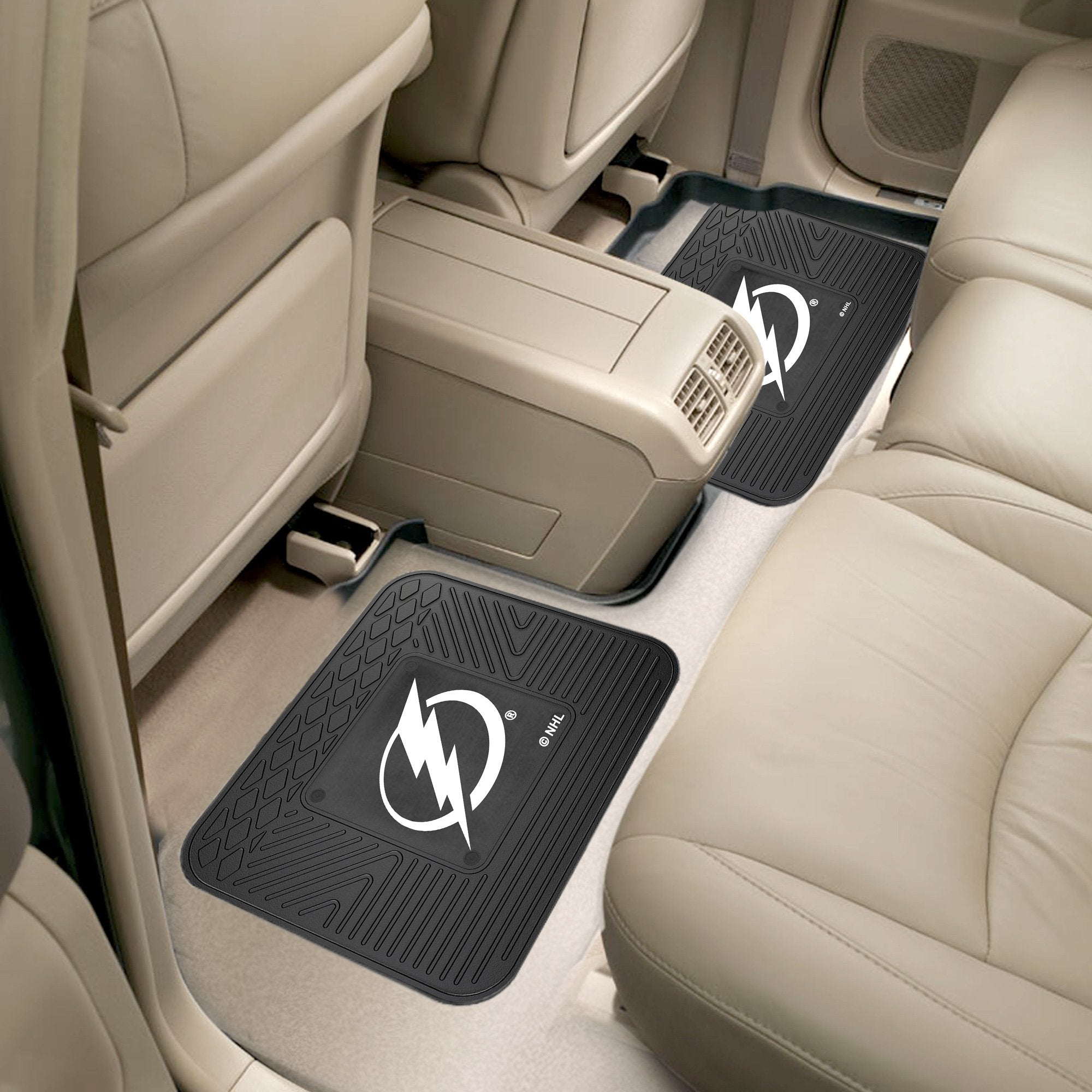 Fanmats 12412 Nhl Tampa Bay Lightning Back Row Utility Car Mats - 2 Piece Set, 14In. X 17In., All Weather Protection, Universal 