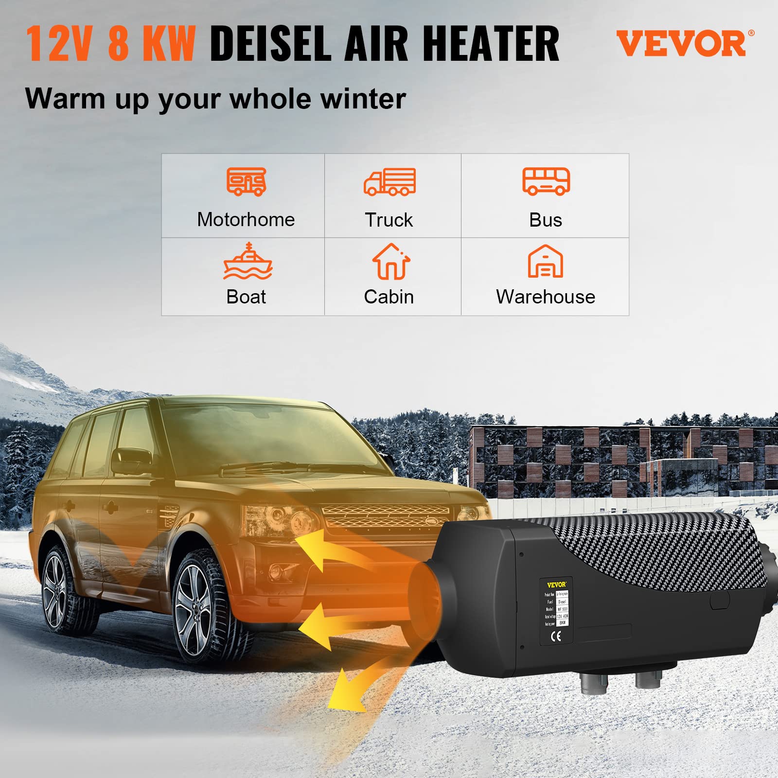 Bestauto 8KW Diesel Air Heater Muffler Diesel Heater 12V Remote Control Diesel Parking Heater with LCD Switch for Car Trucks Mot