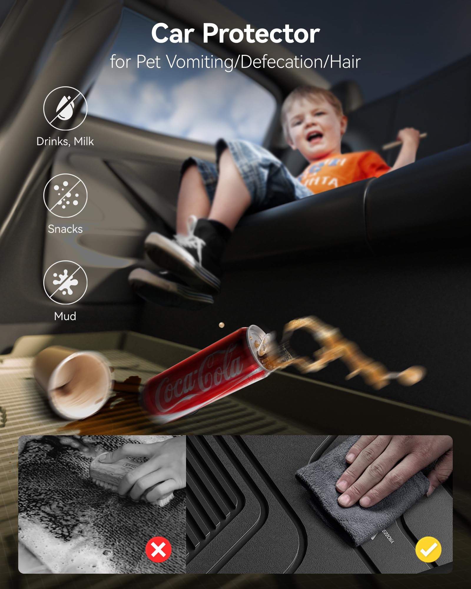 3W Floor Mats Fit Toyota Tacoma 2016-2023 (Only For Double Cab And Automatic), Tpe All Weather Custom Fit Floor Liner For Toyota