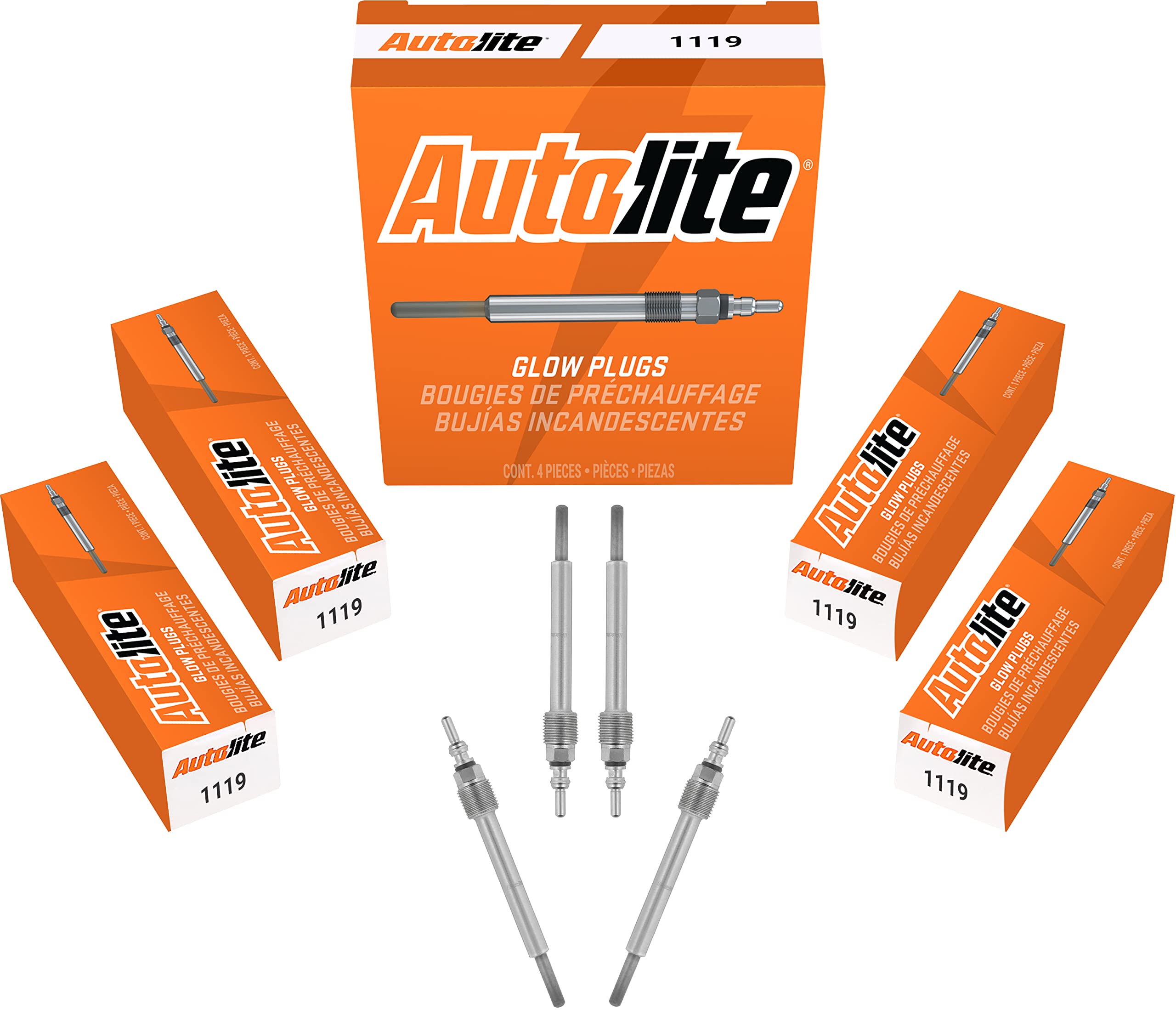 Autolite 1119 Replacement Glow Plug For 2008-2010 Ford 6.4L Super Duty Diesel Engines (4 Pack)