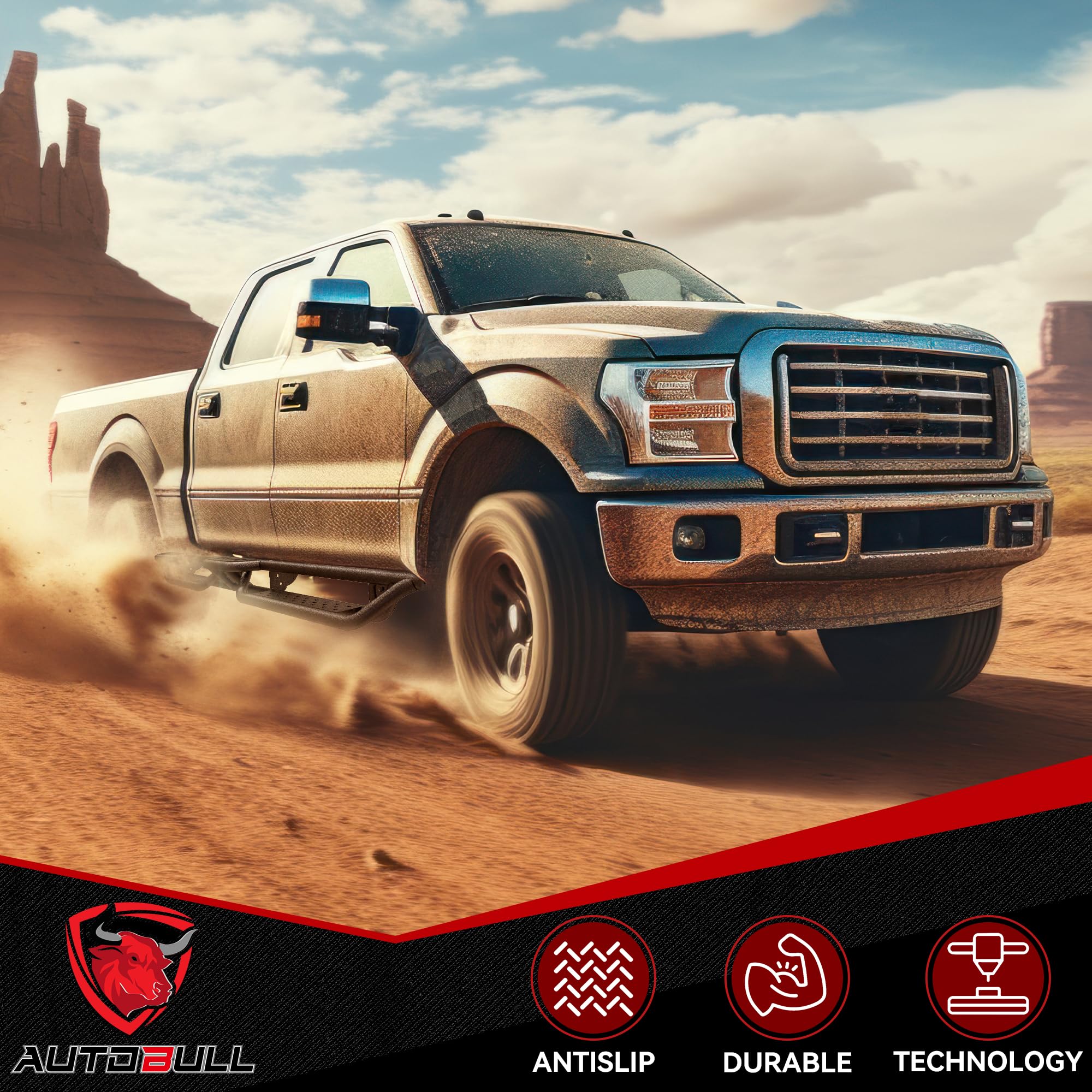 Wheel to Wheel Running Boards Compatible with Chevy Colorado/GMC Canyon 2015-2025 Crew Cab, 6 Bed Access Side Step Rails Coate