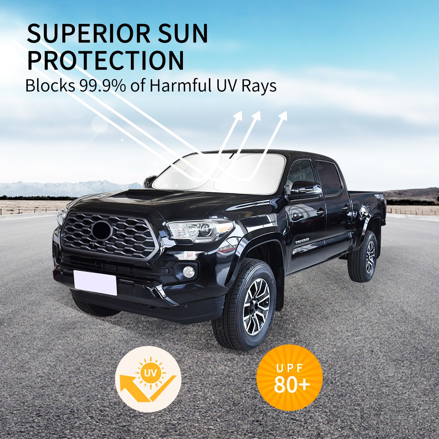 Kboise 2025 Upgrade Professional Windshield Sun Shade For Toyota Tacoma 2016-2025, Innovative No-Light-Pass Technology For Maxim