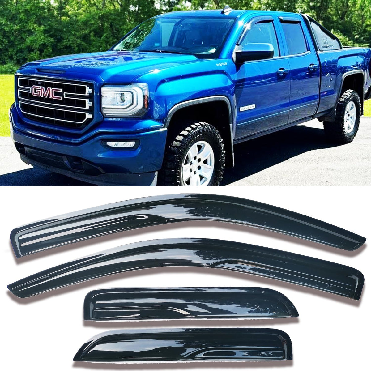 Window Visors Rain Guards Side Wind Deflectors For Chevy Silverado/Gmc Sierra 1500 2500Hd 3500Hd Double/Extended Cab 2014-2018,