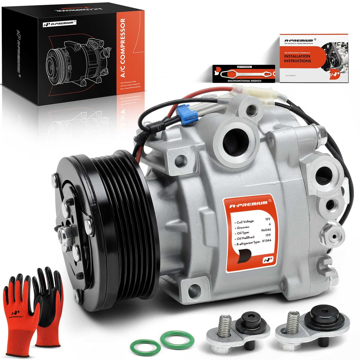 A-Premium Air Conditioner AC Compressor with Clutch Compatible with Buick Encore 2013-2022, Encore GX 2020-2021 & Chevrolet Soni