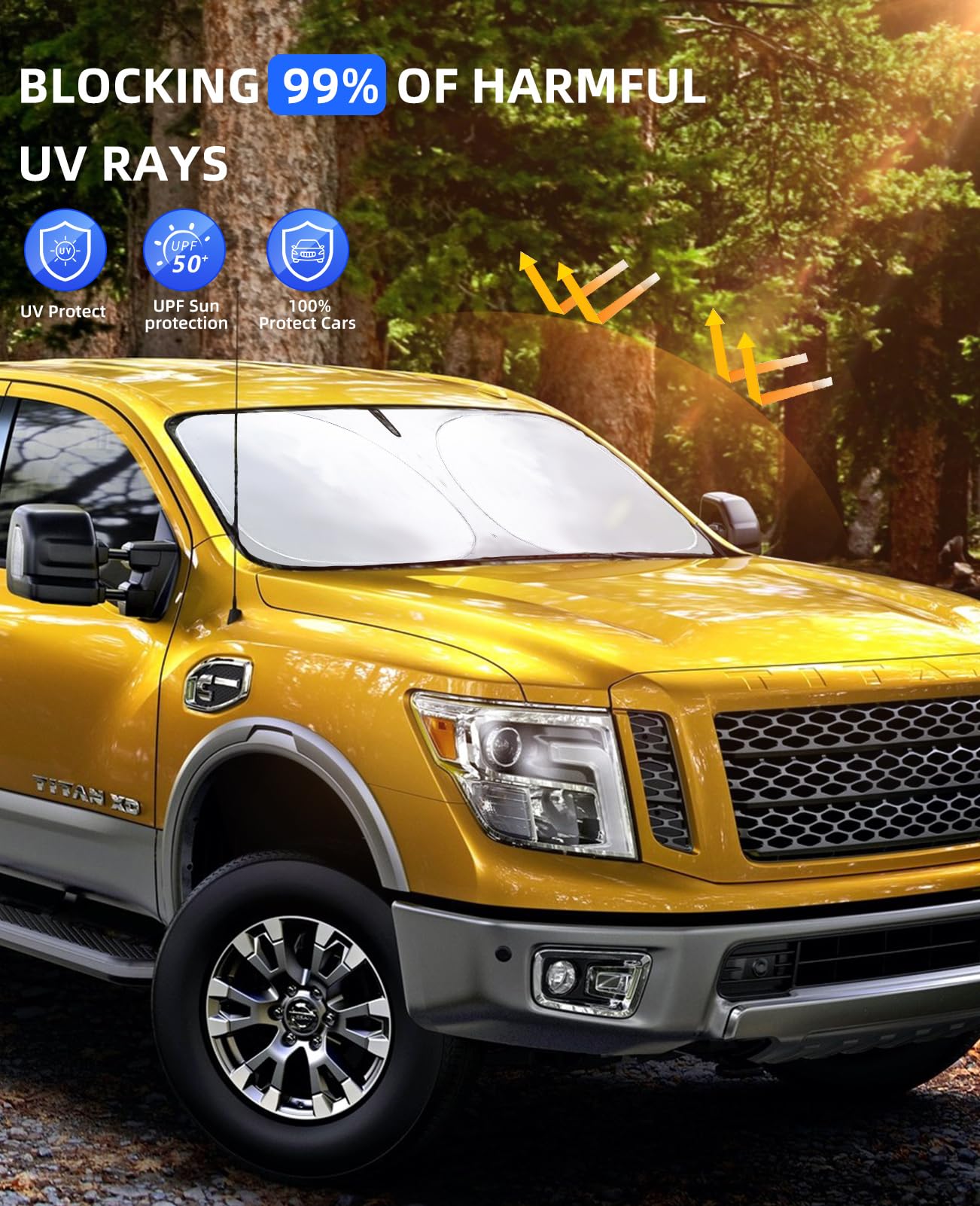 Sunshade Car Windshield Sun Shades For Titan 2024 Pickup Front Window Shield For Nissan Titan 2016-2023 Windshield Cover For 202