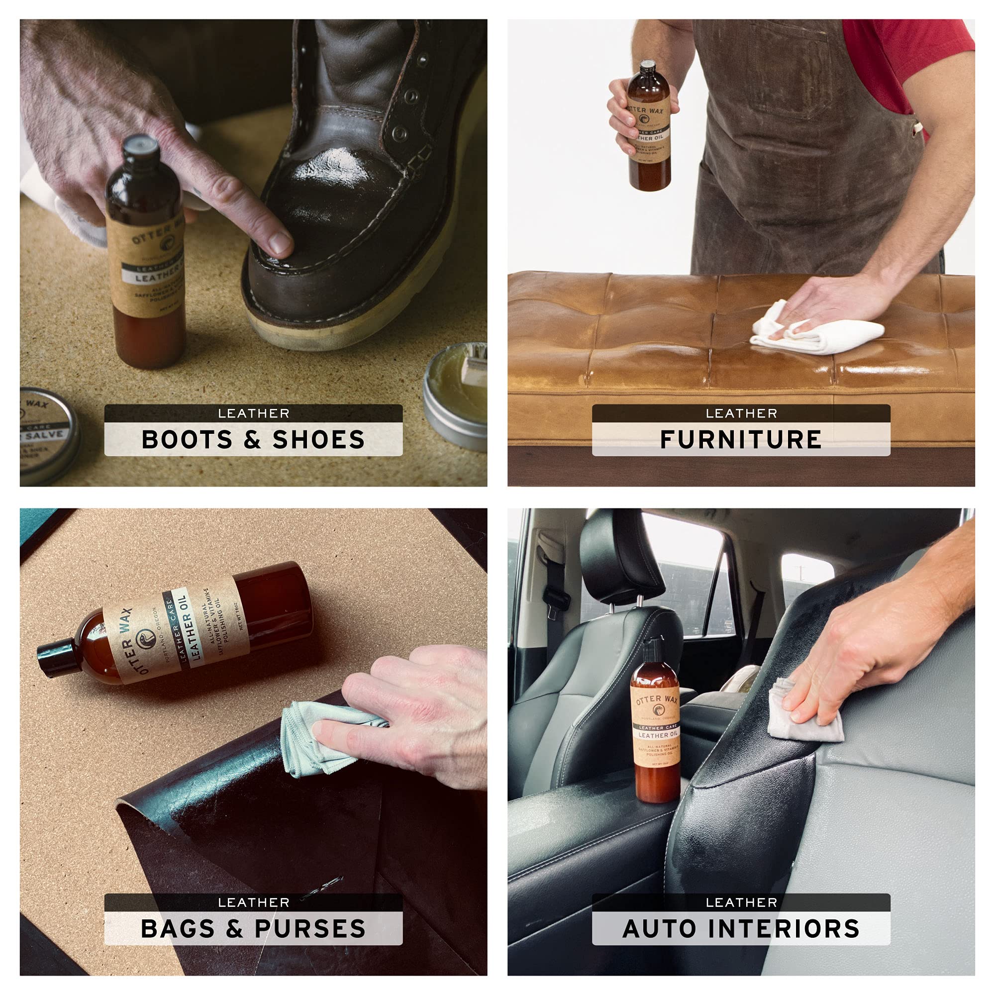 Otter Wax Conditioning Leather Oil - 16Oz - All-Natural Polishing Treatment For Furniture, Boots, Car Seats, Jackets, Shoes & Ba