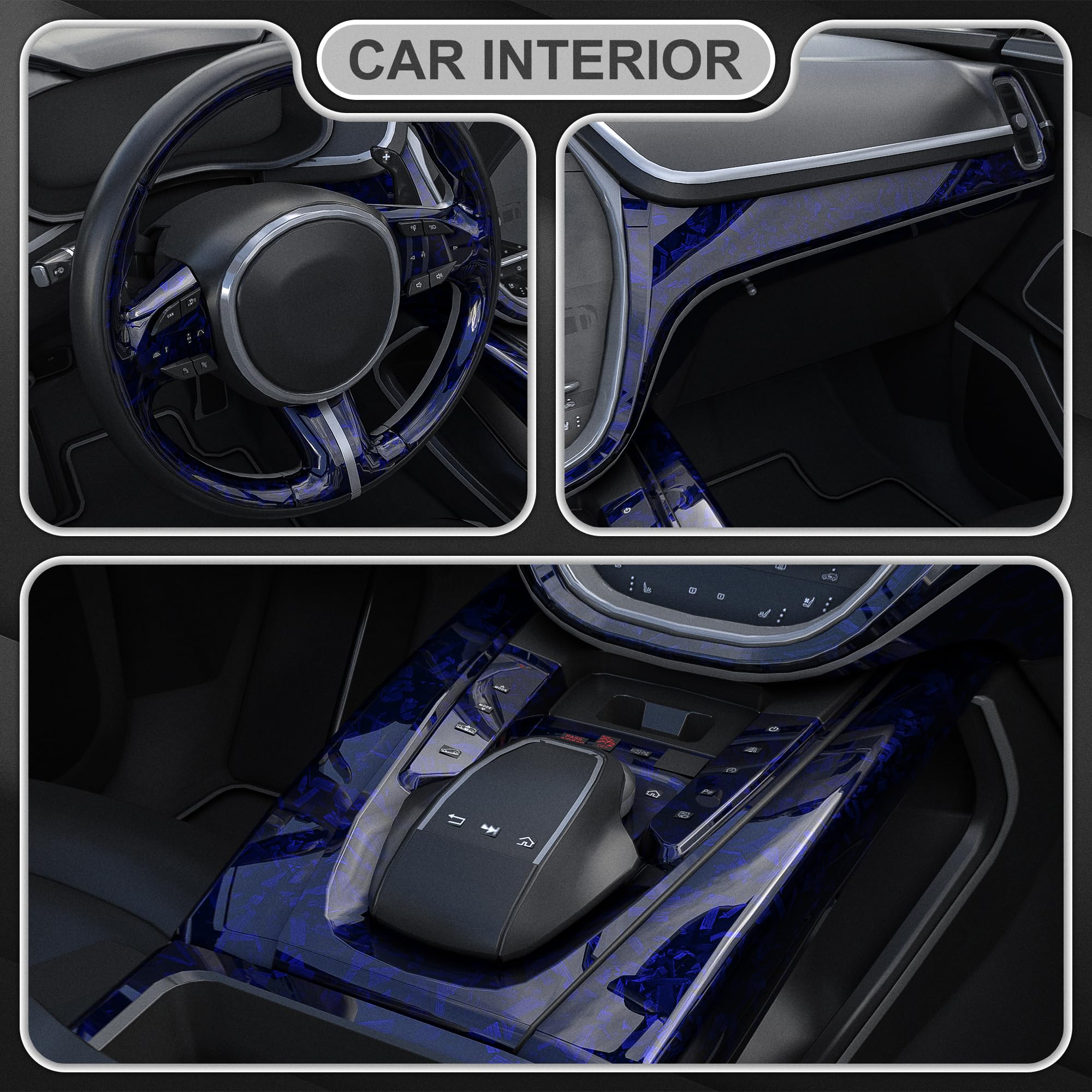 Lypumso Forged Carbon Fiber Vinyl Wraps, High Gloss Car Wrap Vinyl Rolls For Diy, Self-Adhesive Stickers With Air Release Techno