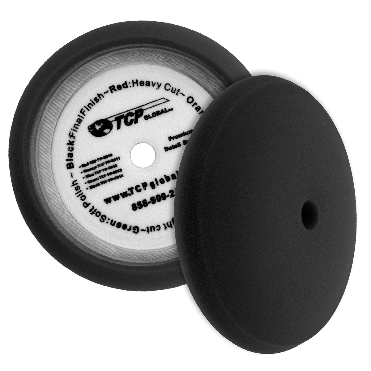 Tcp Global 8'' Black Extra Fine Foam Finishing Grip Pad Final Buff Polish Wax - Hook & Loop