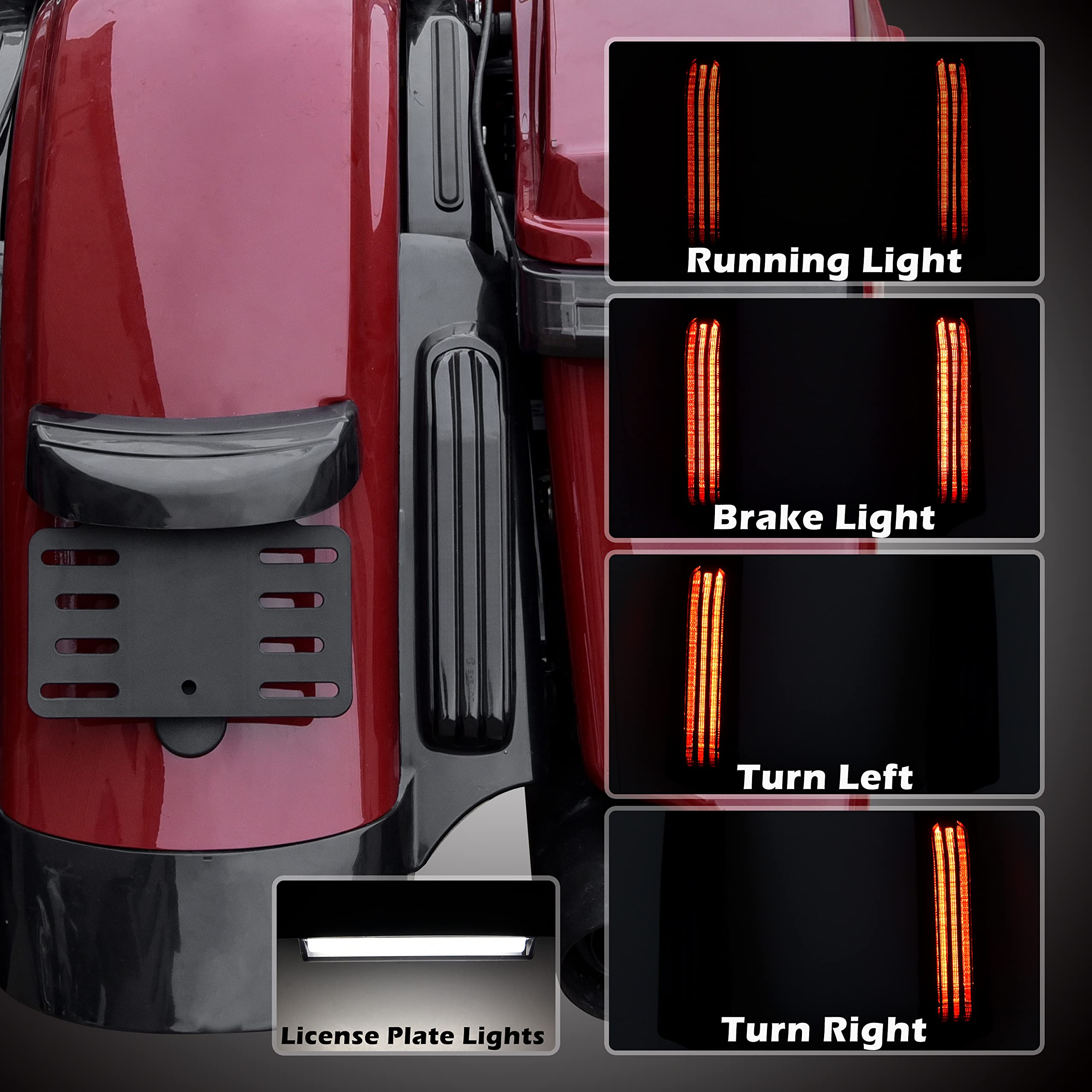 VEISUTOR LED Rear Fender Fascia Kit for Road Glide 14-23, Rear Fender Extension Fascia Set w/LED Brake Running Turn Signals Ligh