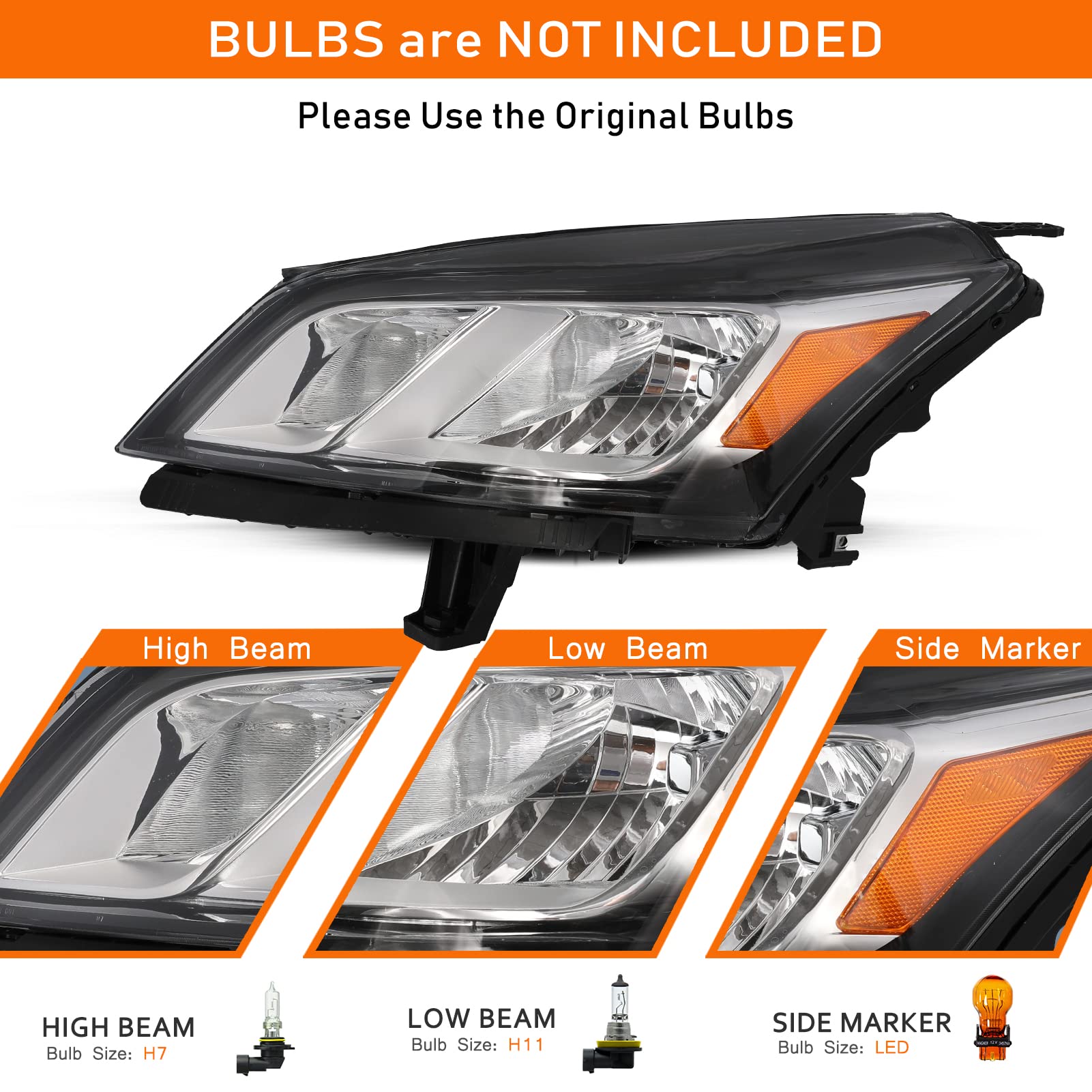 Vehicleaid [Oe Style Headlight Assembly Replacement For 2013-2017 Chevy Traverse Factory Halogen Headlamp, Left Driver Side