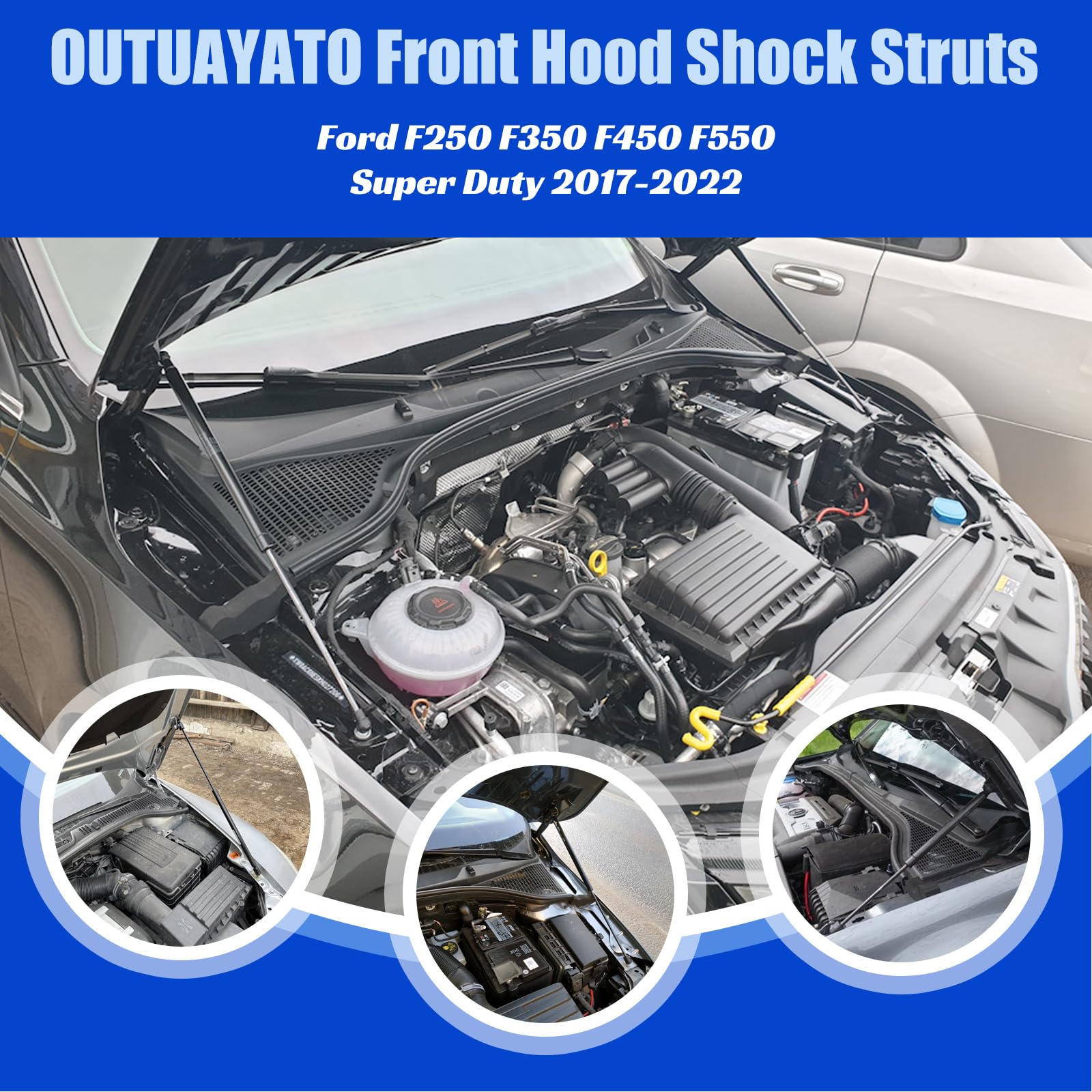 Otuayauto Hood Struts Lift Support Replacement For Ford F250 F350 F450 F550 Super Duty 2017-2022 Premium Front Hood Shocks Gas S
