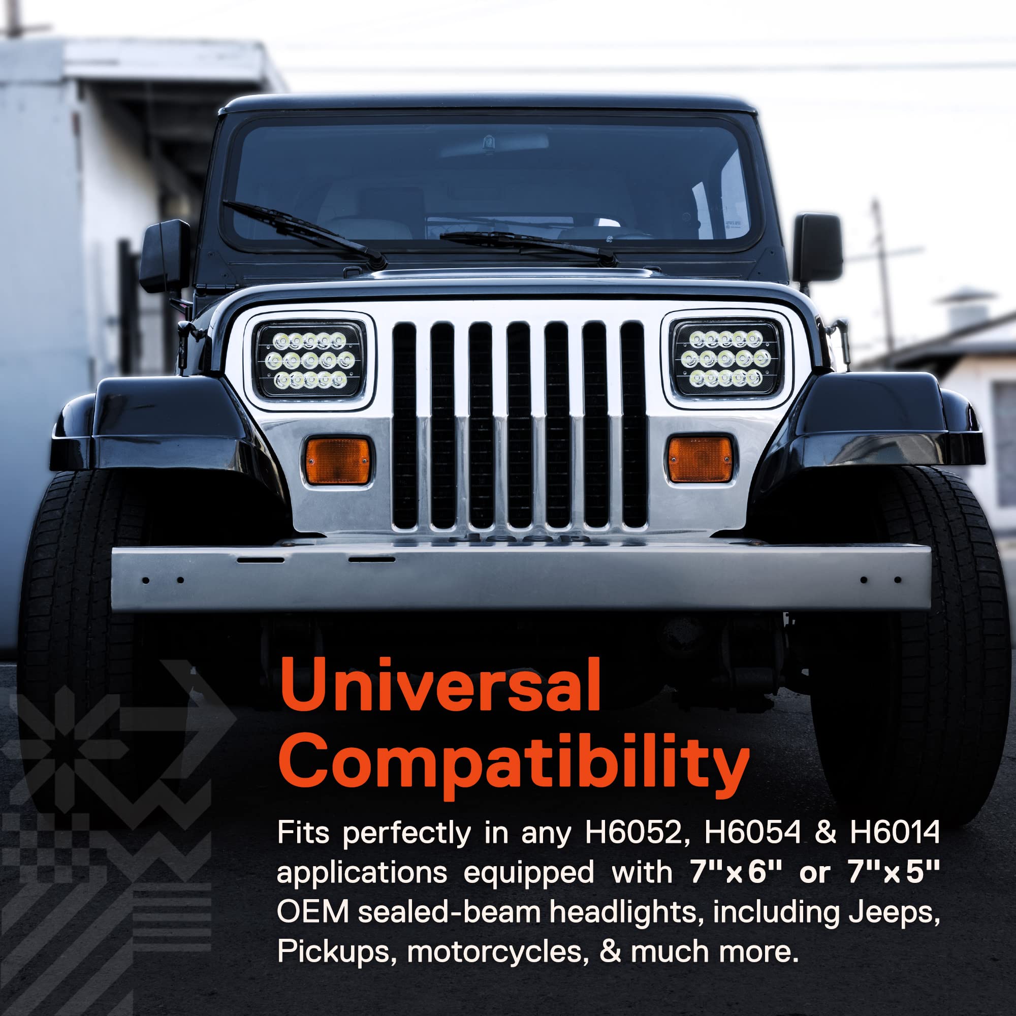 True Mods 7X6 5X7 Led Headlights H6054 H5054 Black [Low/High Sealed Beam] For Jeep Wrangler Yj Cherokee Xj Pickup Truck Van Chev