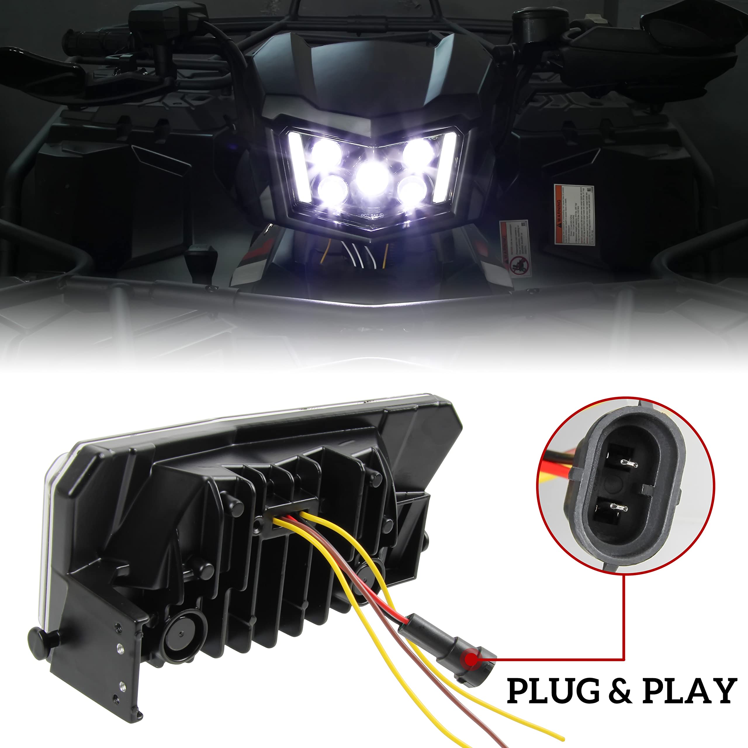 SAUTVS LED HeadLight Assembly for Polaris Sportsman 17-25, LED Head light Front Lamp with High Beam DRL Turn Signal Light for Po
