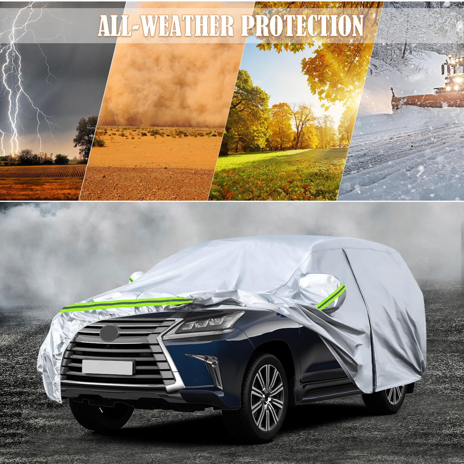 Waterproof Car Covers Replace For 2008-2025 Lexus Lx/Toyota Land Cruiser, 6 Layers Silver All Weather Custom-Fit Car Cover With