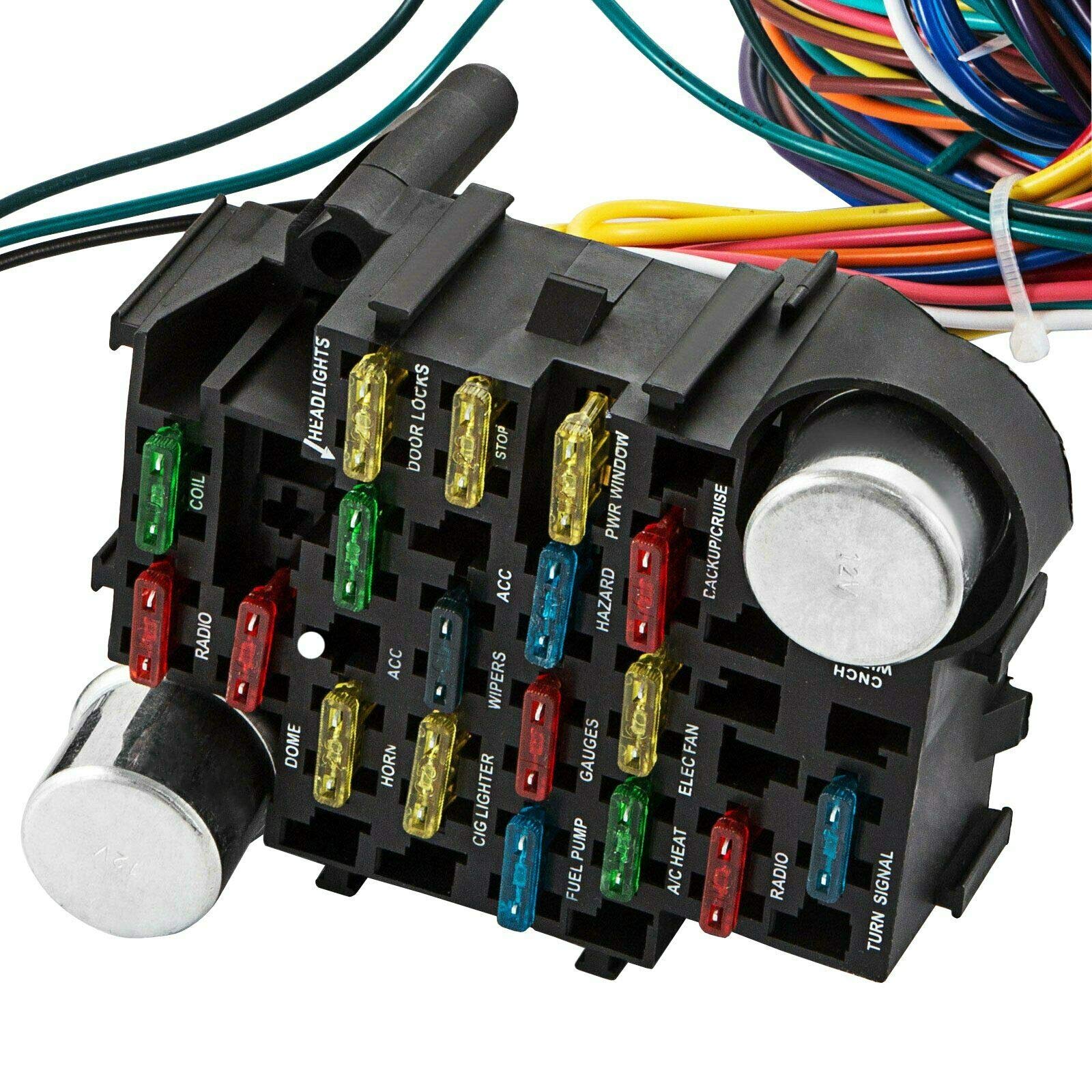 Universal Extra Long Wires 21 Circuit Wiring Harness Hotrod Kit Compatible With Gm Chevy Universal Automotive Wiring