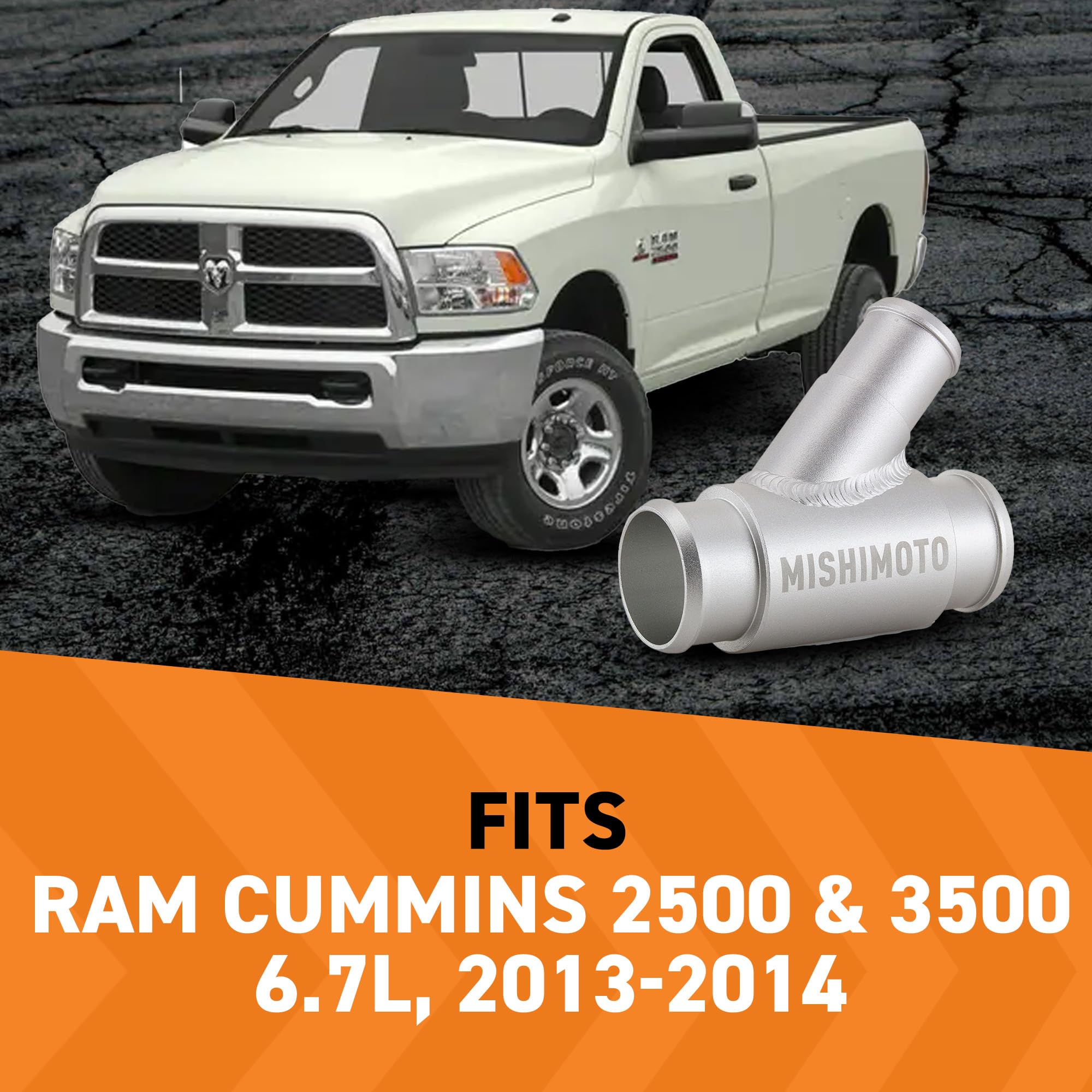 Mishimoto MMHOSE-RAM-13Y Aluminum Coolant Y-Pipe, to Connect Dual Radiator Hoses, Compatible with RAM Cummins 2500 & 3500 6.7L,
