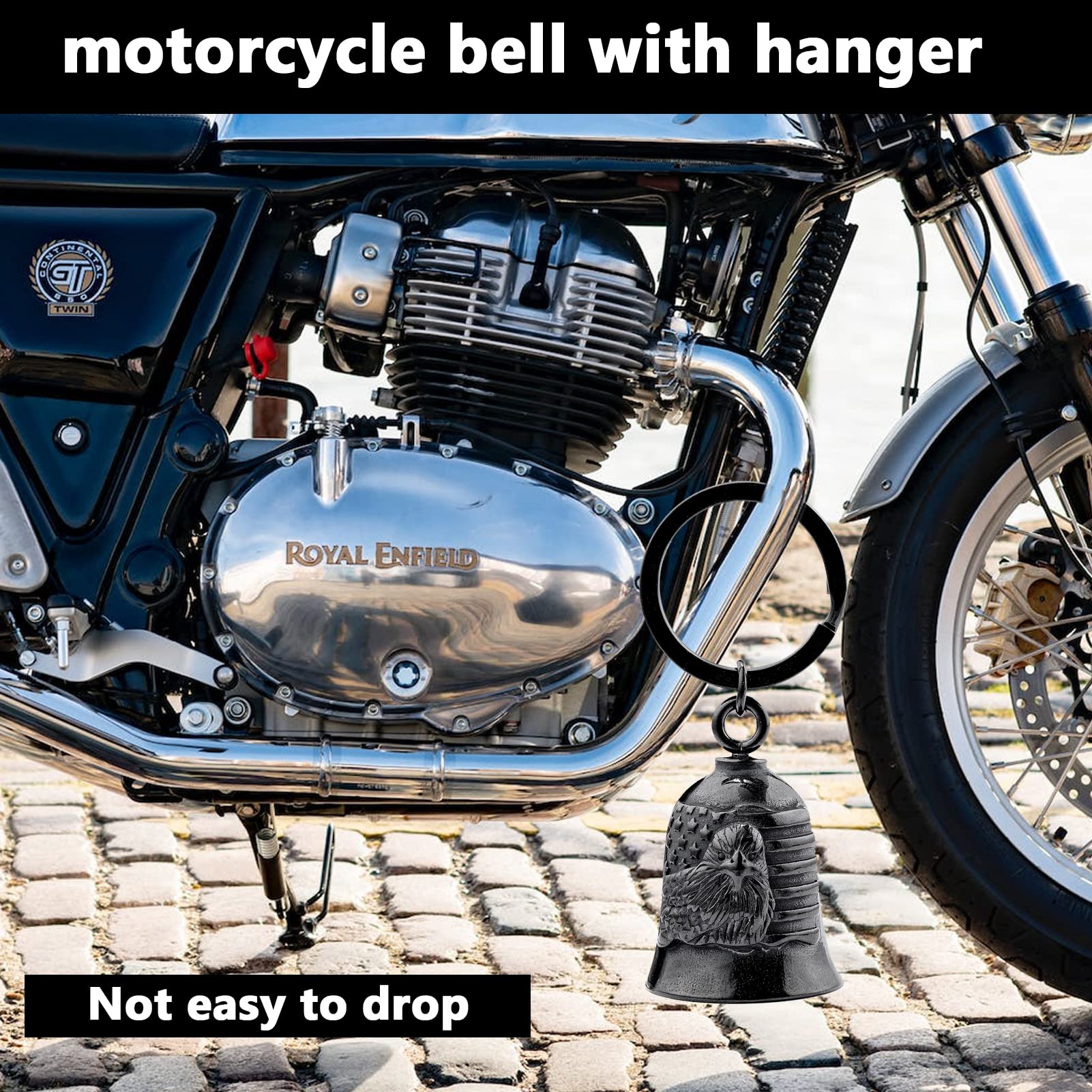 Motorcycle Bell - Motorcycle Bell For Men Women,Biker Bell Accessory,Helps You Chase Away Bad Luck During Your Travels (Flag Eagle)