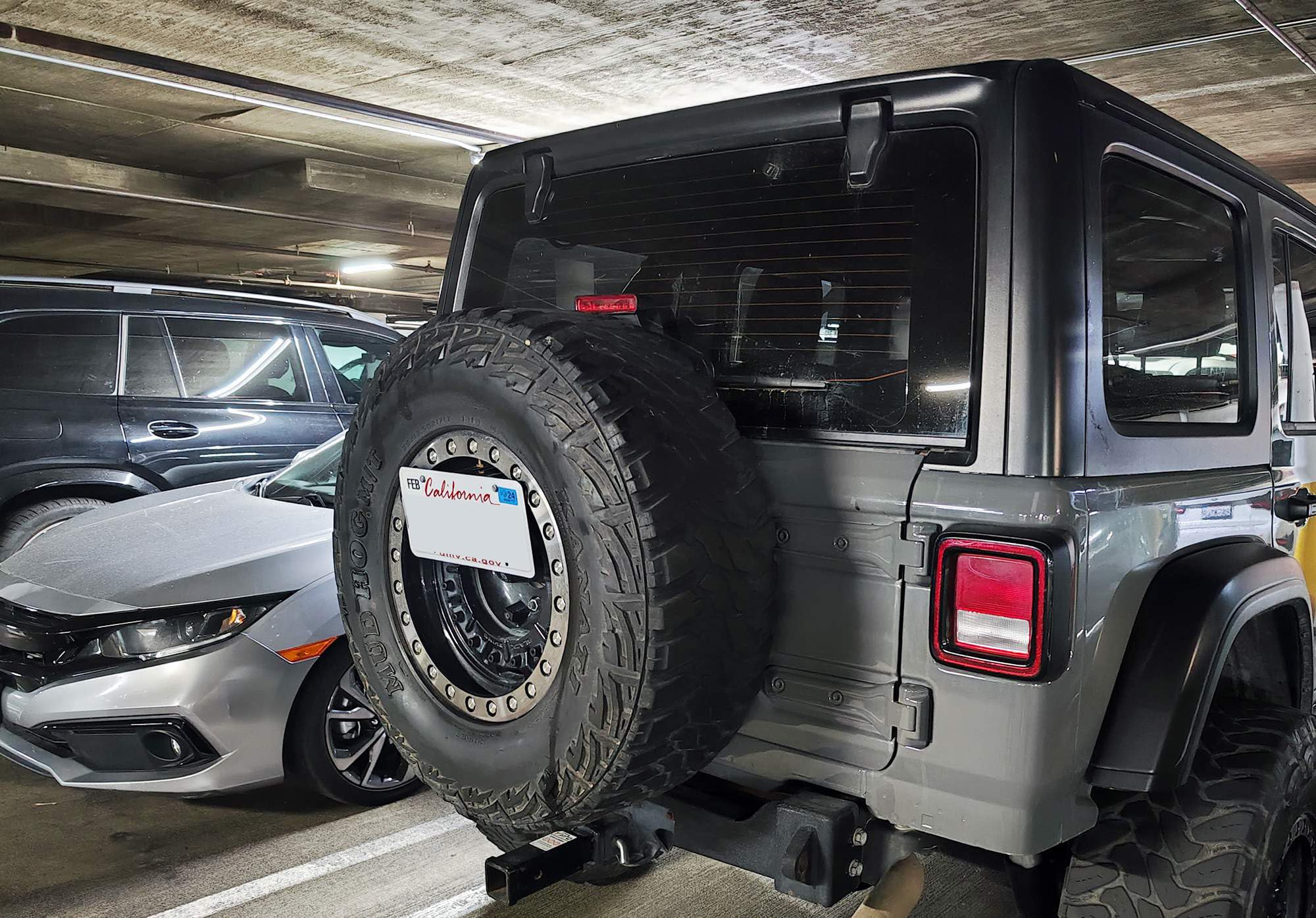 Ijdmtoy Rear Spare Tire Mount License Plate Relocator Bracket Compatible With Jeep 2007-2017 Wrangler Jk