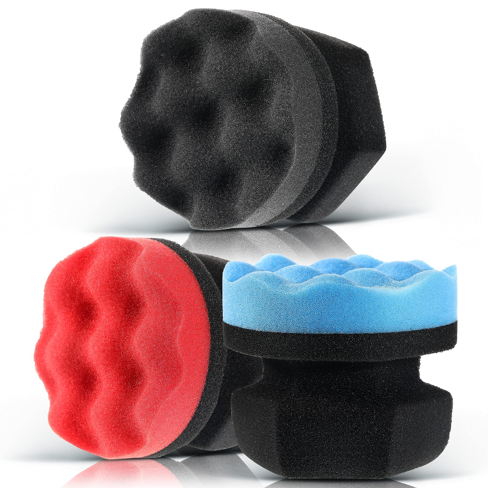 3 Pieces Tire Shine Applicator Pads - Dressing Sponge Foam Gel Wet Car Detailing Reusable Cleaning Supplies (Black, Red, Blue, 3