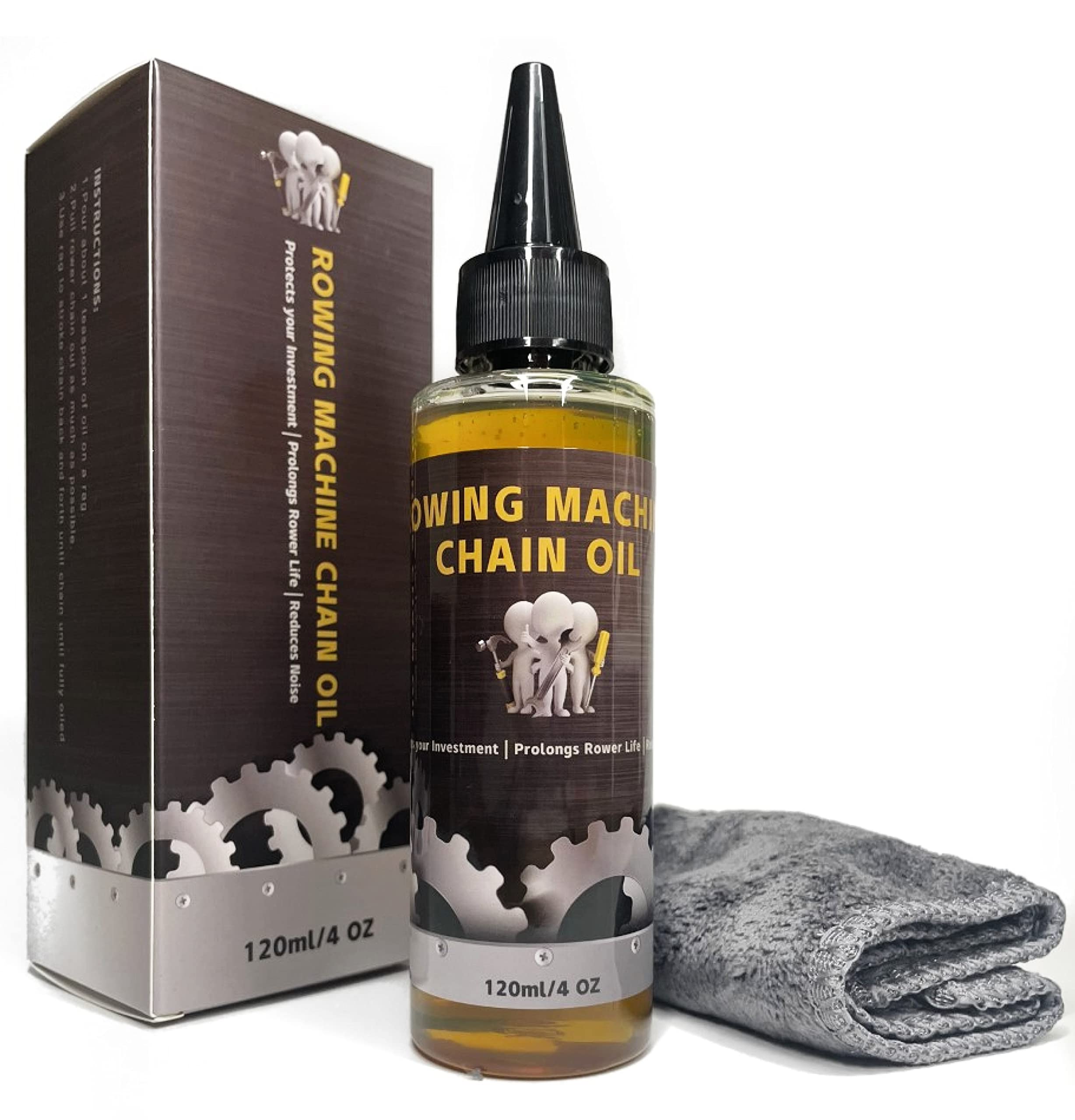 TreadLife Fitness Concept 2 Rowing Machine Chain Oil + Microfiber Cloth | Lubricates and Protects Rower from Rust & Dirt | Compa