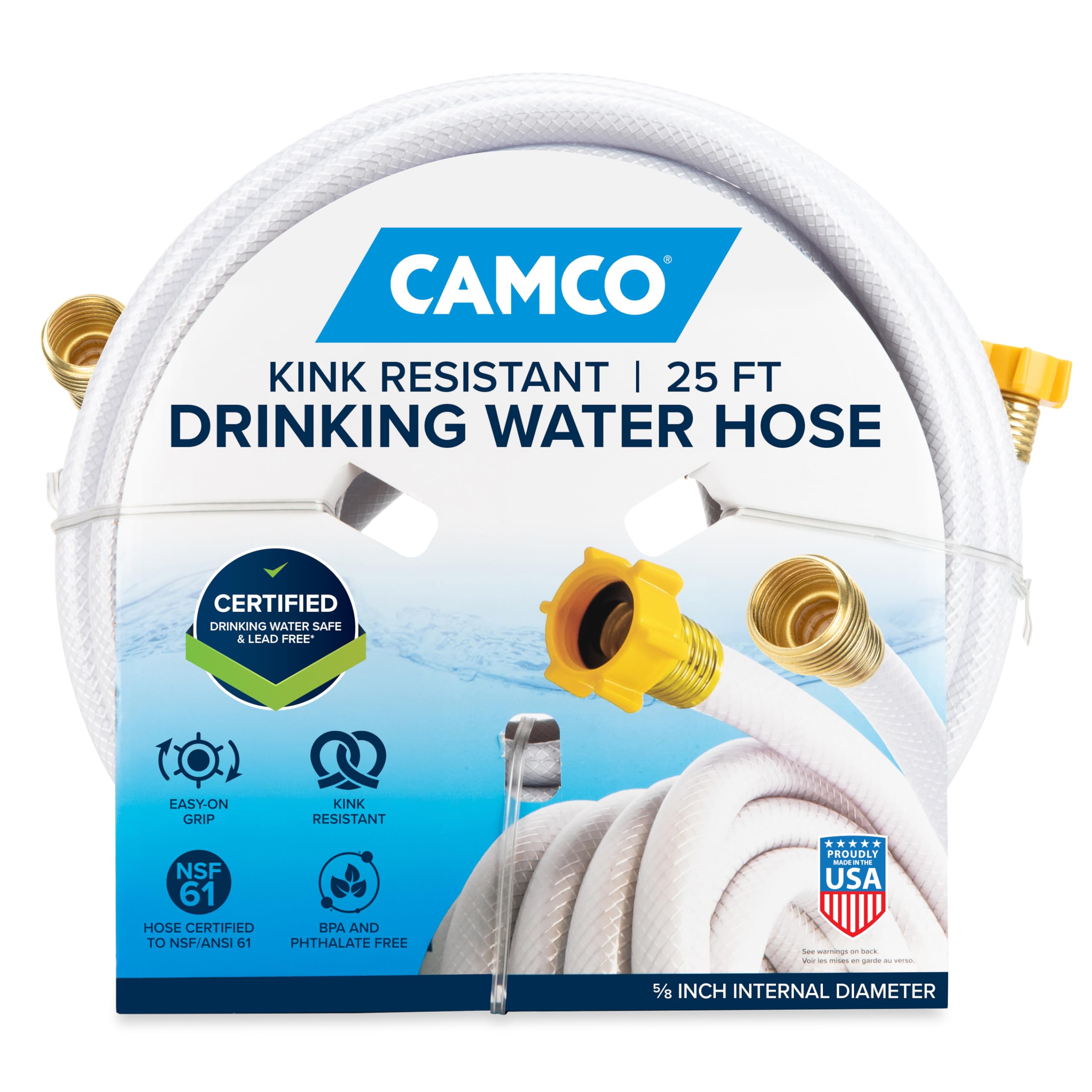 Camco TastePURE 25-Ft Water Hose - RV Drinking Water Hose Contains No Lead, No BPA & No Phthalate - Features Diamond-Hatch Reinf