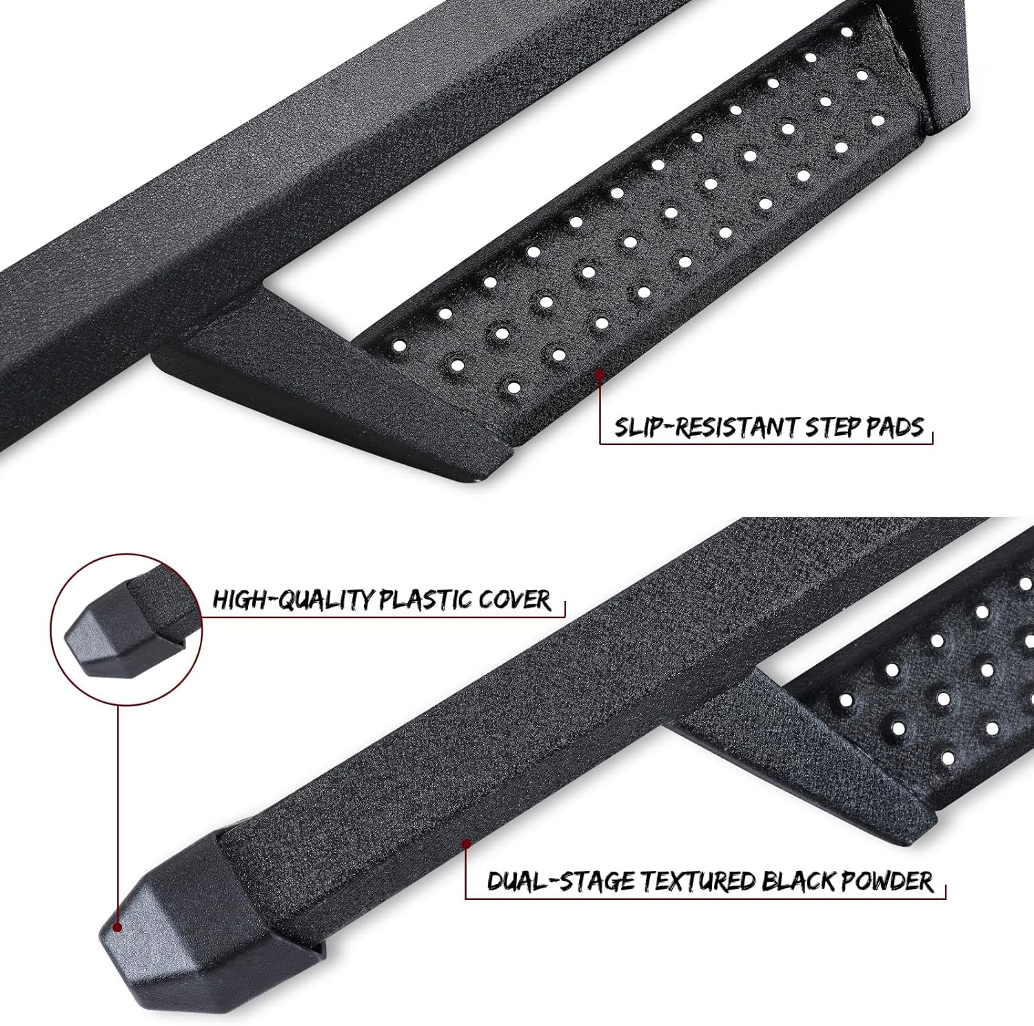 SMANOW Drop Down Running Boards, 4" Step Bars, Carbon Steel, Black, Compatible with 2024-2025 Toyota Tacoma Double Cab
