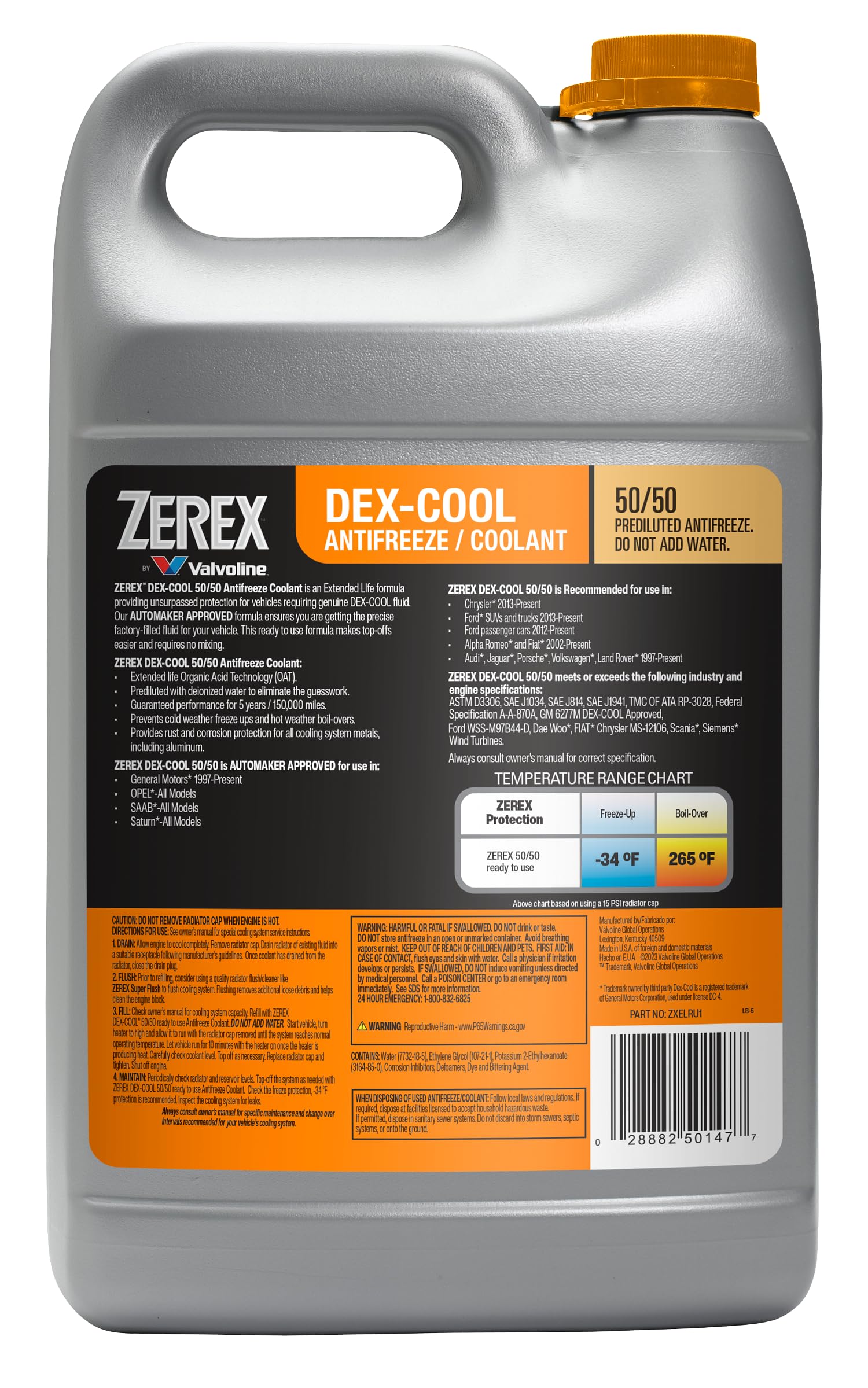 Zerex Dex-Cool Organic Acid Technology 50/50 Ready-To-Use Antifreeze/Coolant 1 Ga