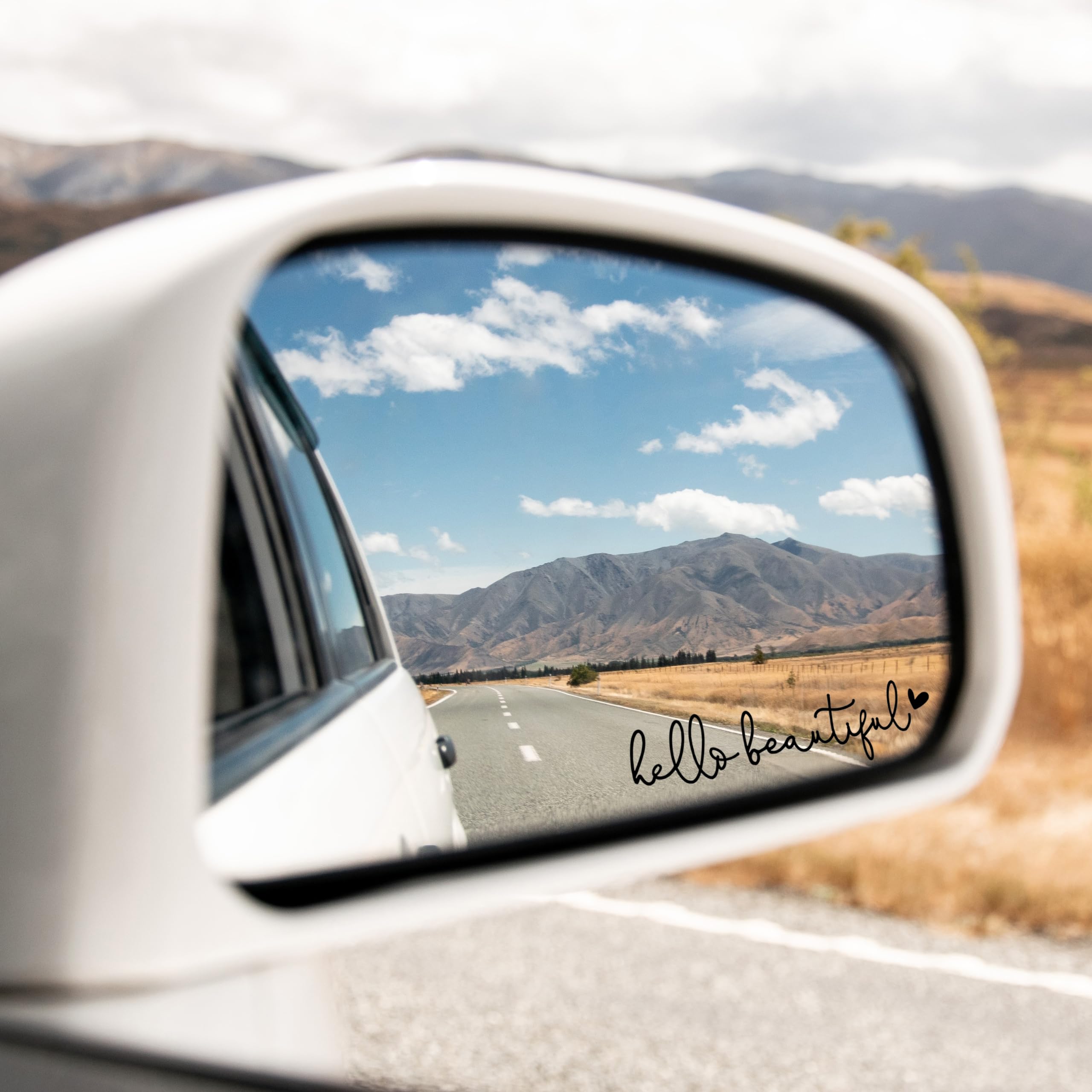 Miarita 3X Hello Beautiful Rearview Mirror Decal, Vanity Mirror Stickers, Rear View Mirror Sticker (Hello Beautiful Black)