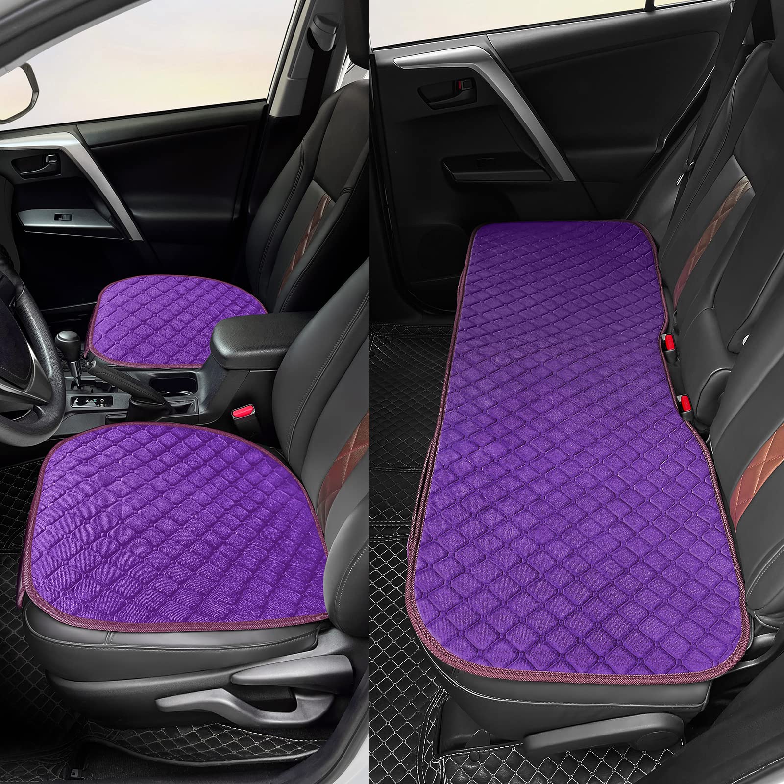 Surpassme Comfortable Car Seat Covers Universal Back/Brench Seat Coves For Car Accessories With Storage Pockets, Padded Car Inte