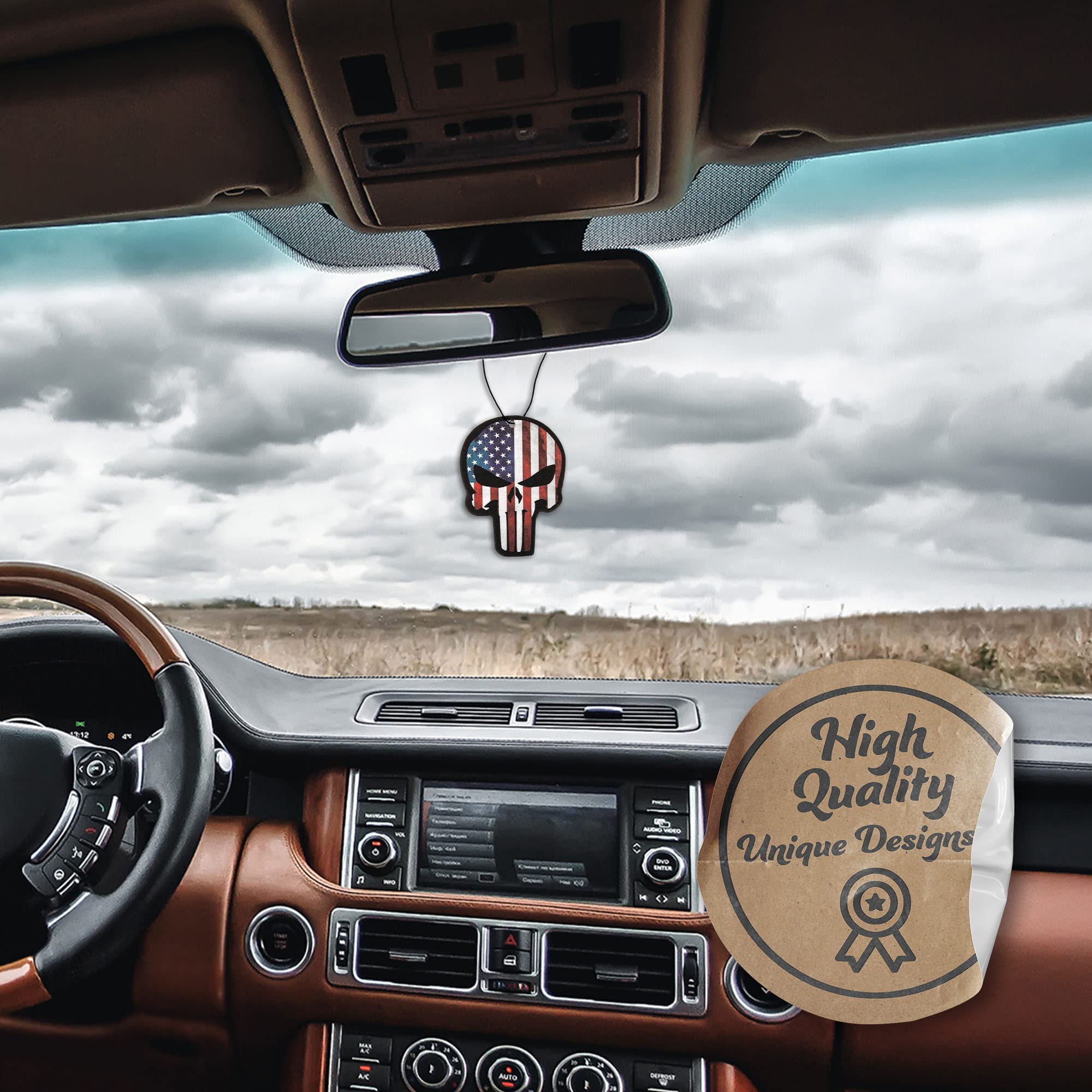 Fresh Fresheners Cute Funny Car Air Fresheners 4-Pack (Punisher Skull)