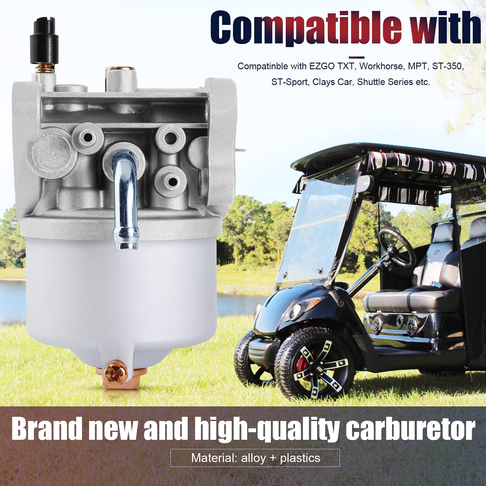 QAZAKY Golf Cart Carburetor Fuel Pump Compatible with EZGO Gas 350cc 4-Cycle Robin Engine Workhorse ST350 ST-Sport TXT MPT Shutt