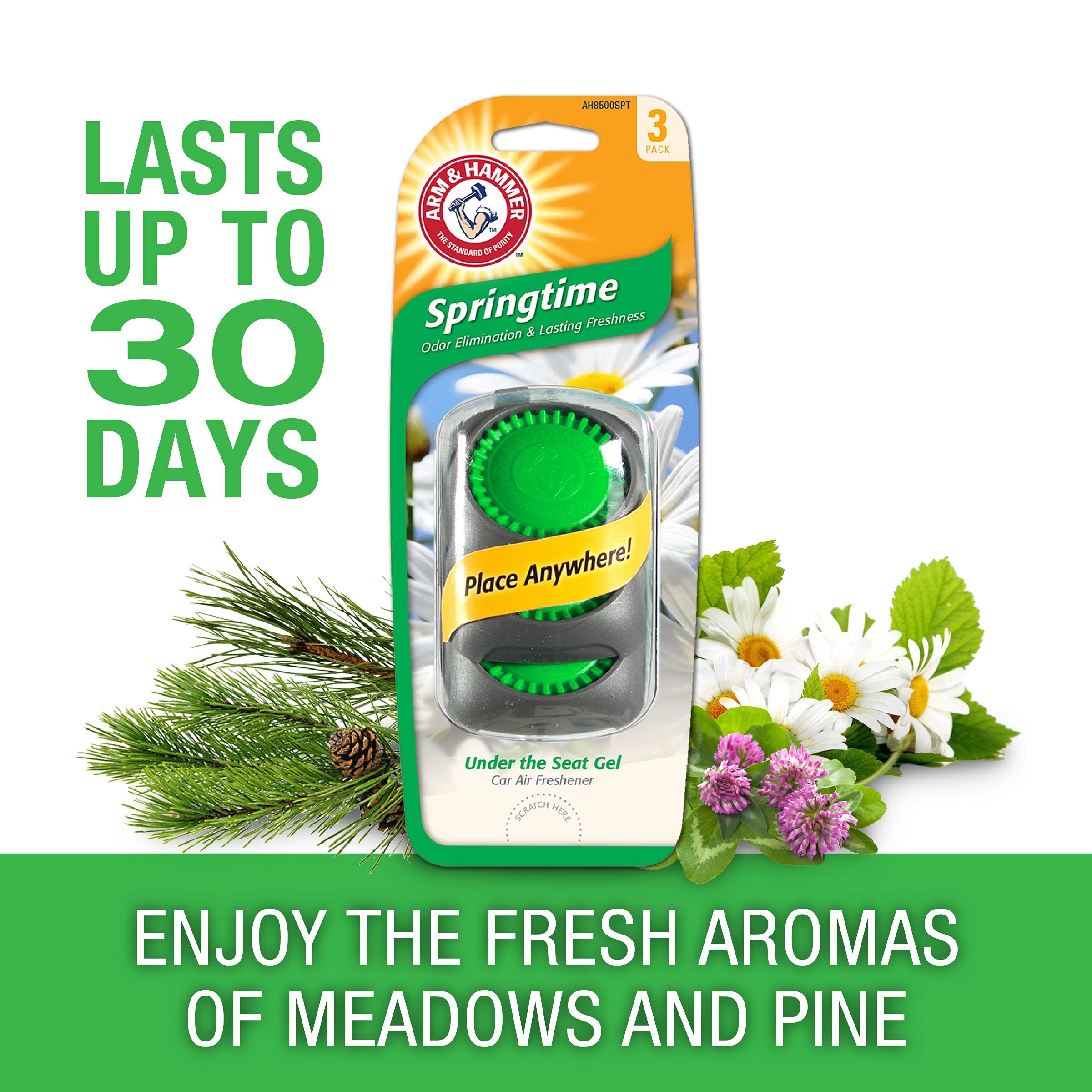 Arm & Hammer Ah8500Spt Under The Seat Air Freshener, Springtime, 3 Pack