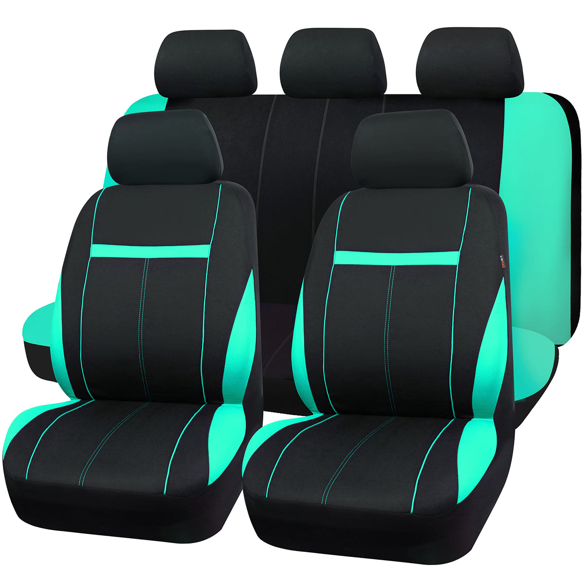 CAR-GRAND Sporty Cloth Car Seat Covers Full Set, Breathable and Washable,Universal Fit for Car, Truck, Sedan, Vans, SUV, Airbag 