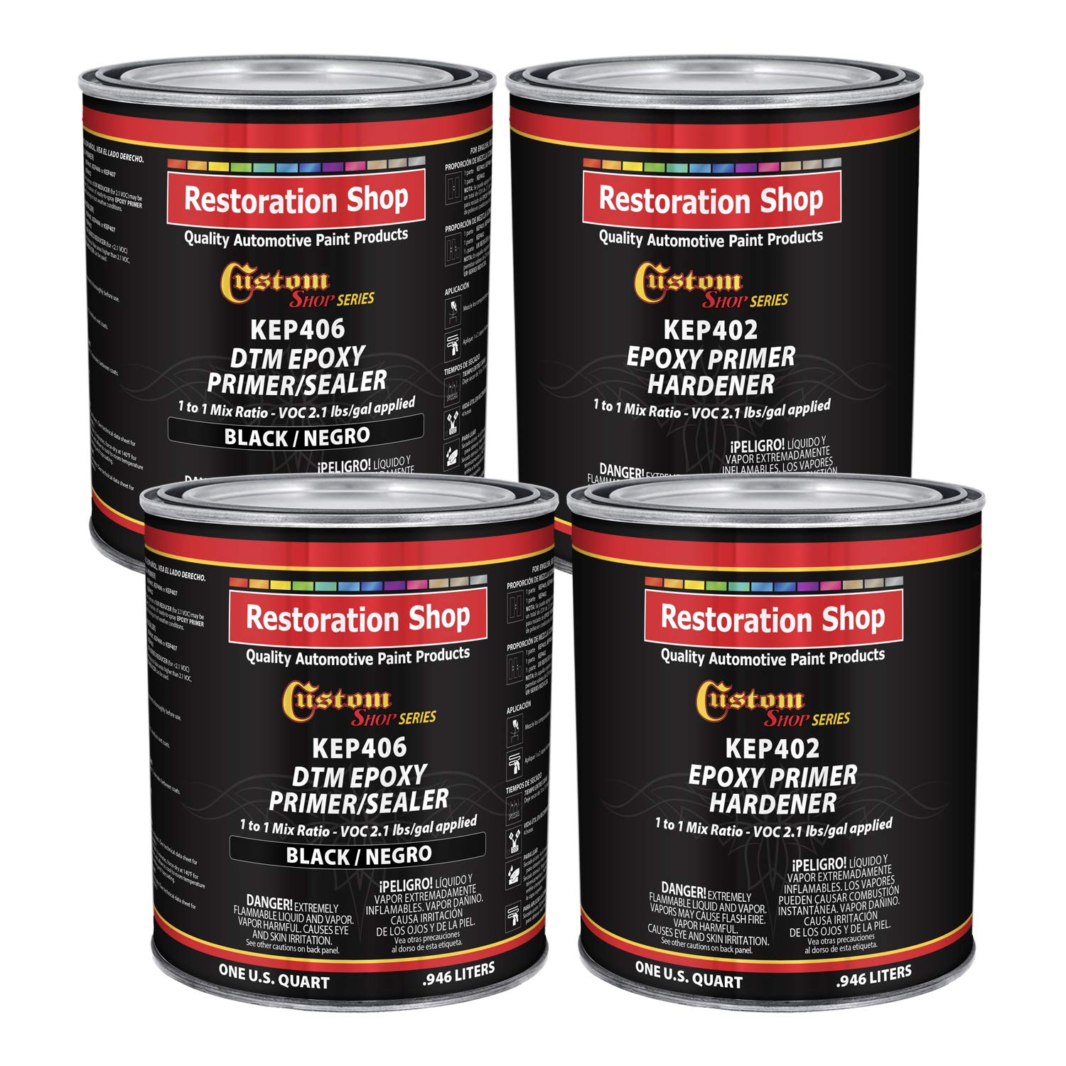 Custom Shop - Black Epoxy Primer/Sealer 2.1 Voc (Gallon Kit) Anti-Corrosive Dtm High-Performance Primer For Automotive And Indus
