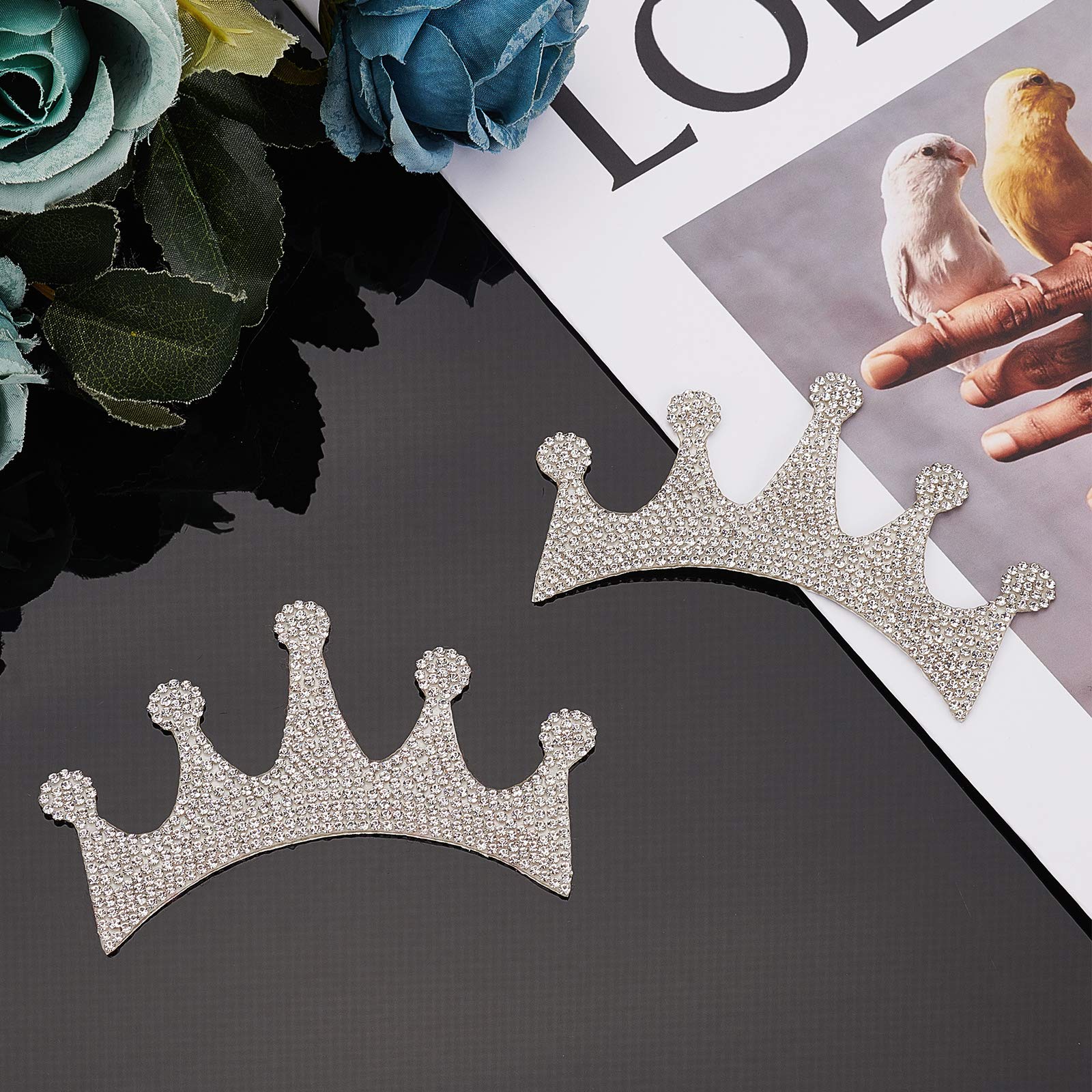Superfindings 2Pcs Queen Princess Crown Stickers Rhinestone Crown Sticker Silver Crown Car Decor Waterproof For Cars Bumper Wind