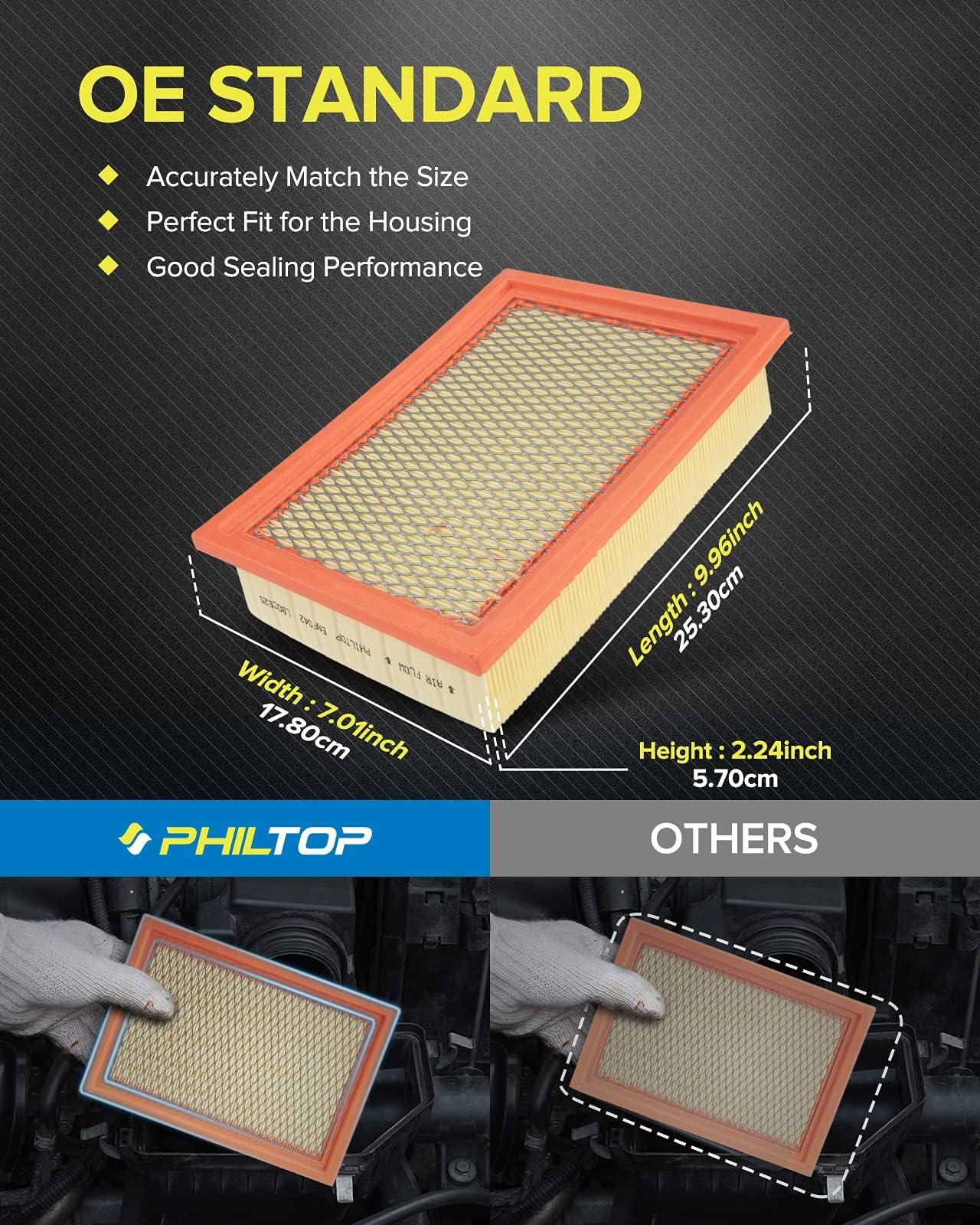 Philtop Engine Air Filter Ca8997 Replacement For Ford Escape 2001-2012, Taurus 2000-2007 & Mercury Mariner 2005-2011, Sable 2000