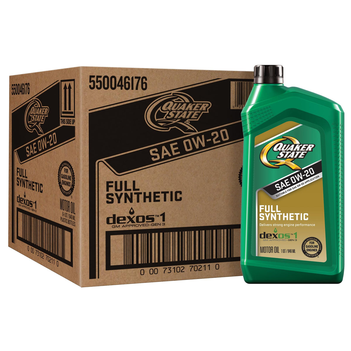 Quaker State Full Synthetic 0W-20 Motor Oil, 1 Quart (6 Pack)